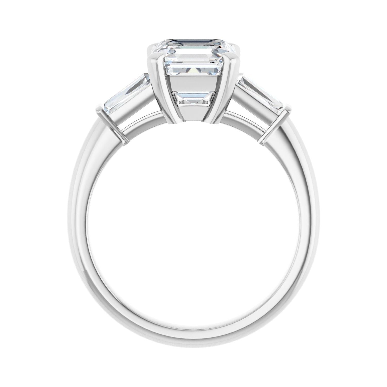 Asscher Three-Stone Engagement Ring | Metal Type=14K White Gold | Center Stone Size=2 CT | Image 2