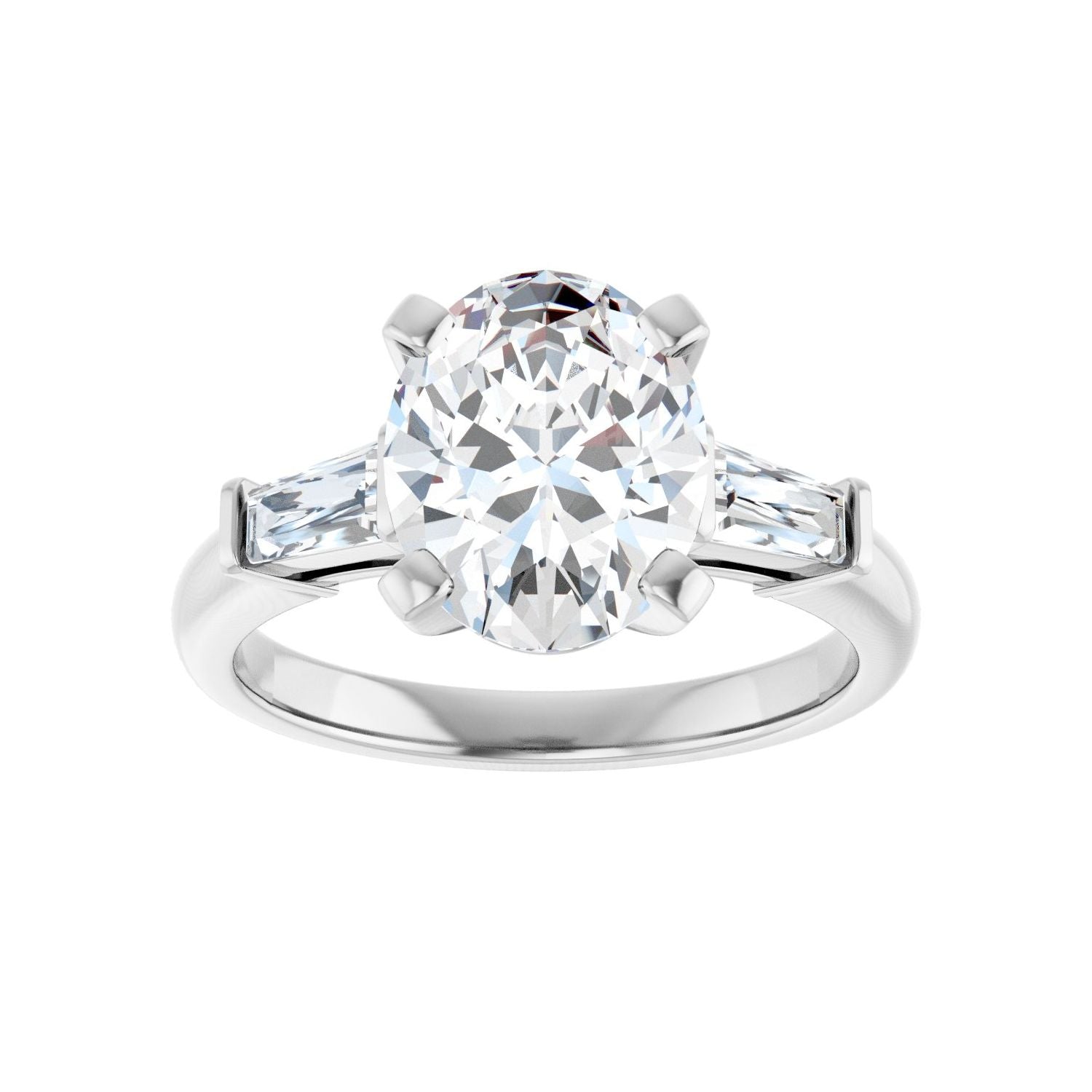 Oval Three-Stone Engagement Ring | Metal Type=14K White Gold | Center Stone Size=2.5 CT | Image 3