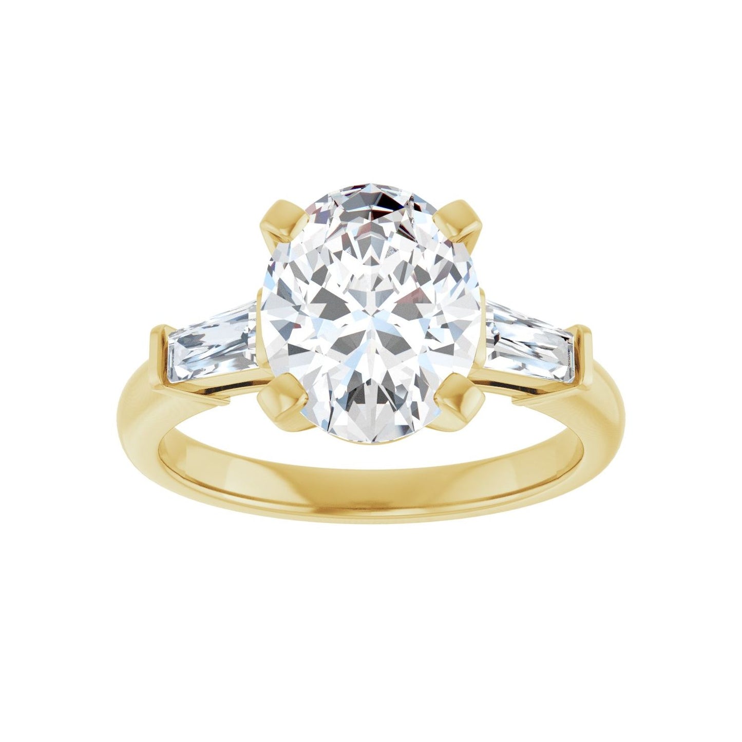 Oval Three-Stone Engagement Ring | Metal Type=14K Yellow Gold | Center Stone Size=2.5 CT | Image 3