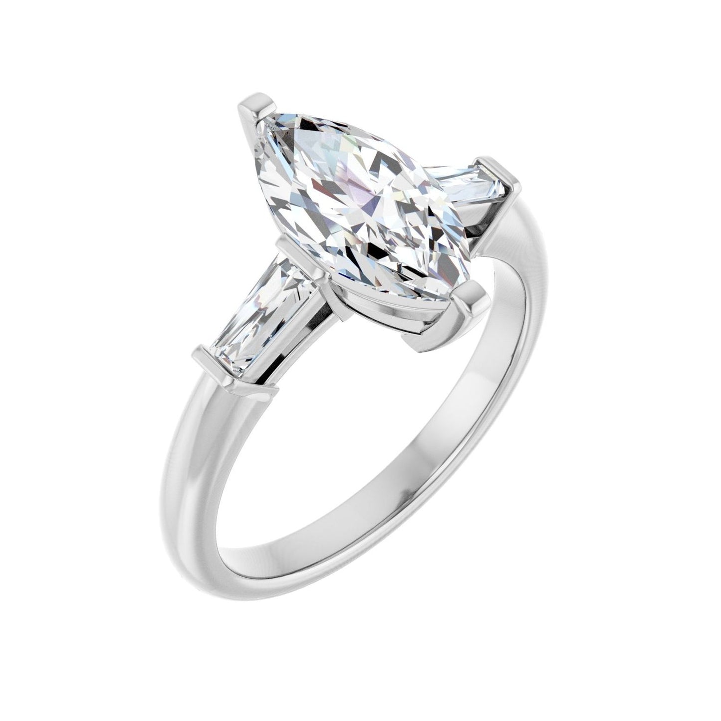 Marquise Three-Stone Engagement Ring | Metal Type=14K White Gold | Center Stone Size=1.5 CT | Image 1