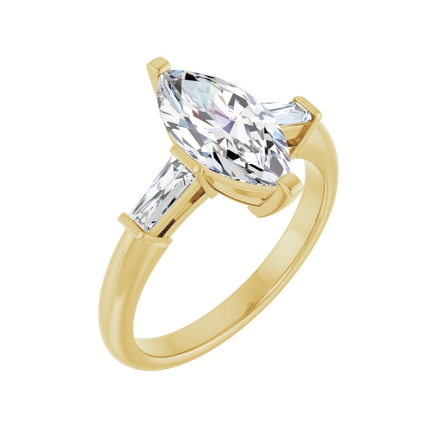 Marquise Three-Stone Engagement Ring | Metal Type=14K Yellow Gold | Center Stone Size=1.5 CT | Image 1