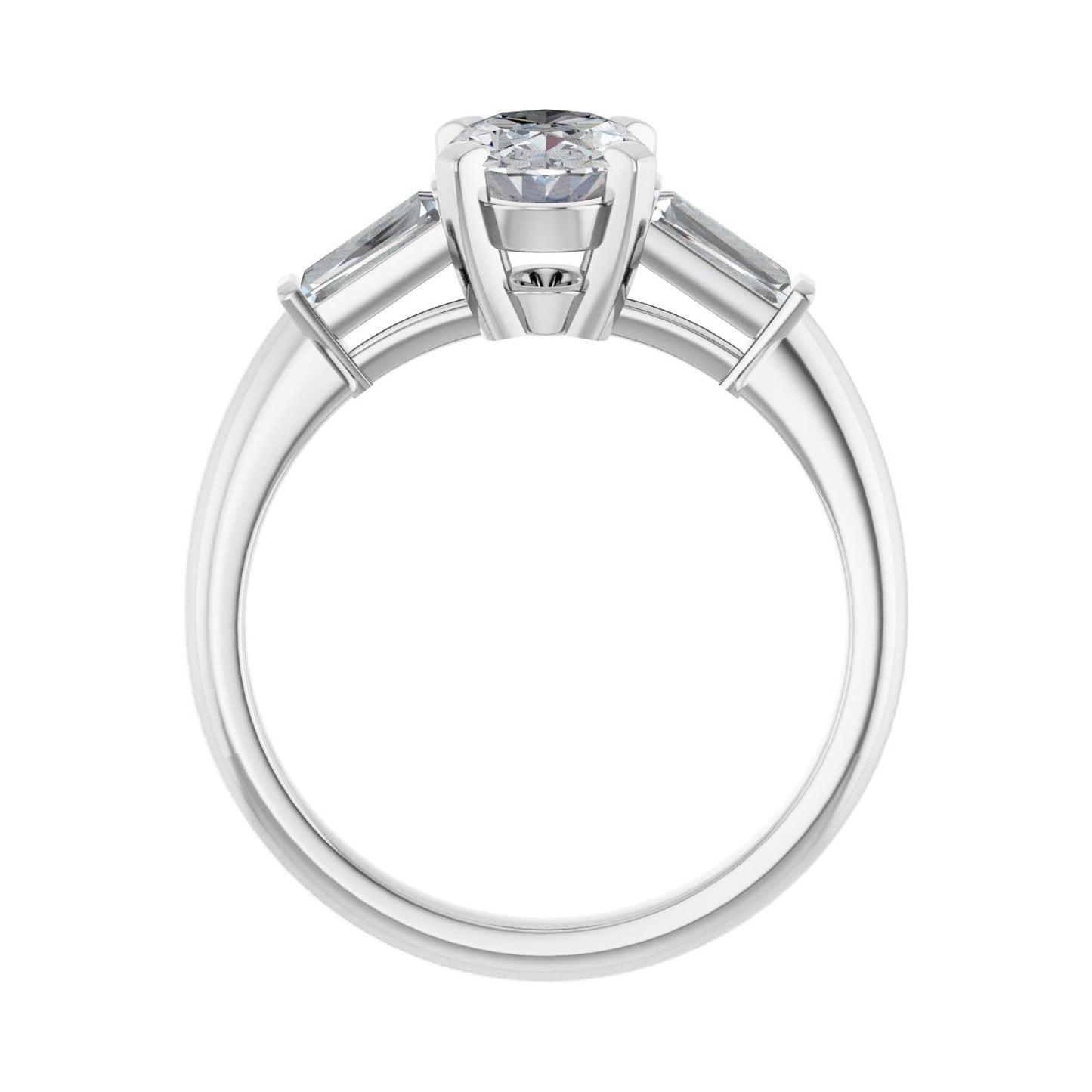 Oval Three-Stone Engagement Ring | Metal Type=14K White Gold | Center Stone Size=1.5 CT | Image 2