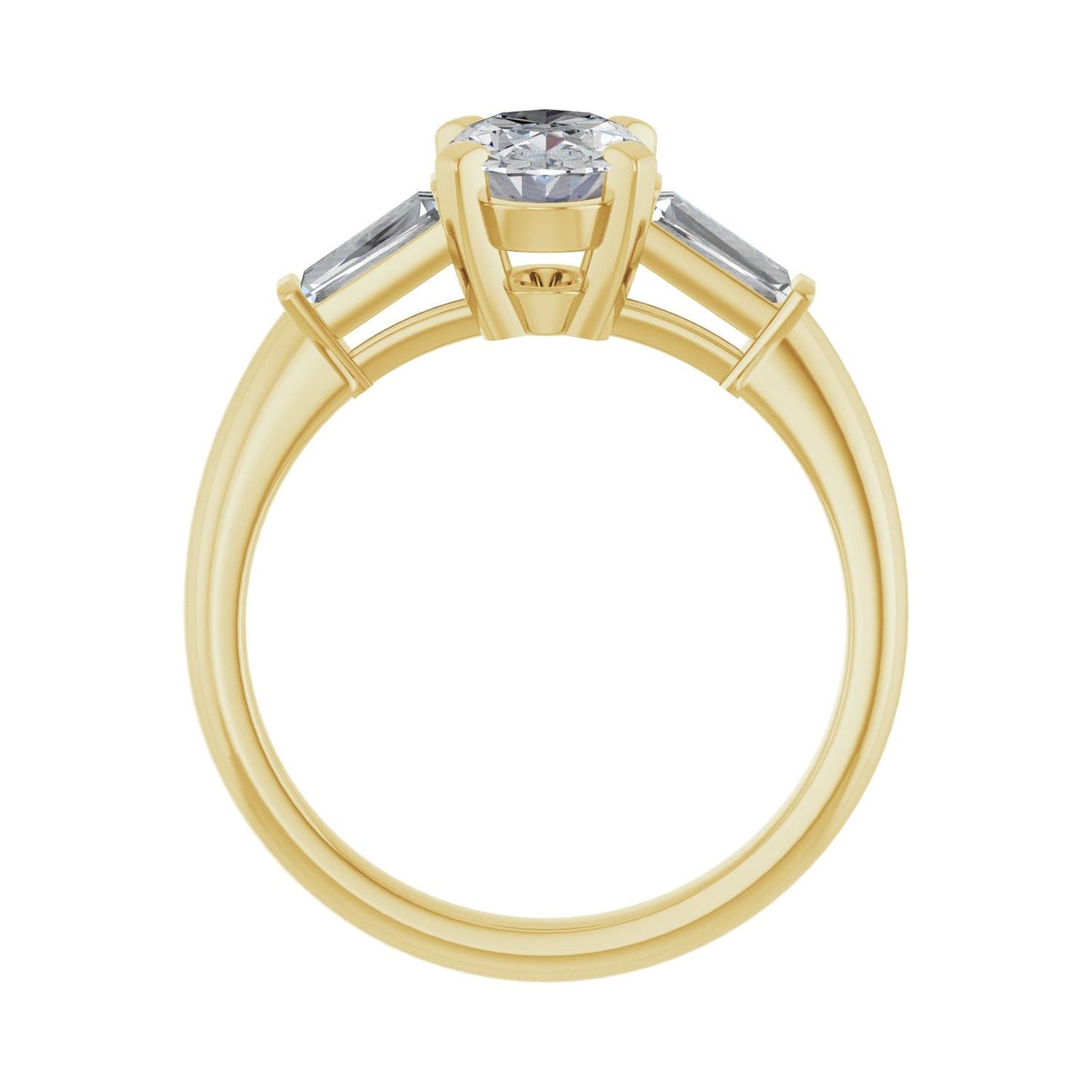 Oval Three-Stone Engagement Ring | Metal Type=14K Yellow Gold | Center Stone Size=1.5 CT | Image 2