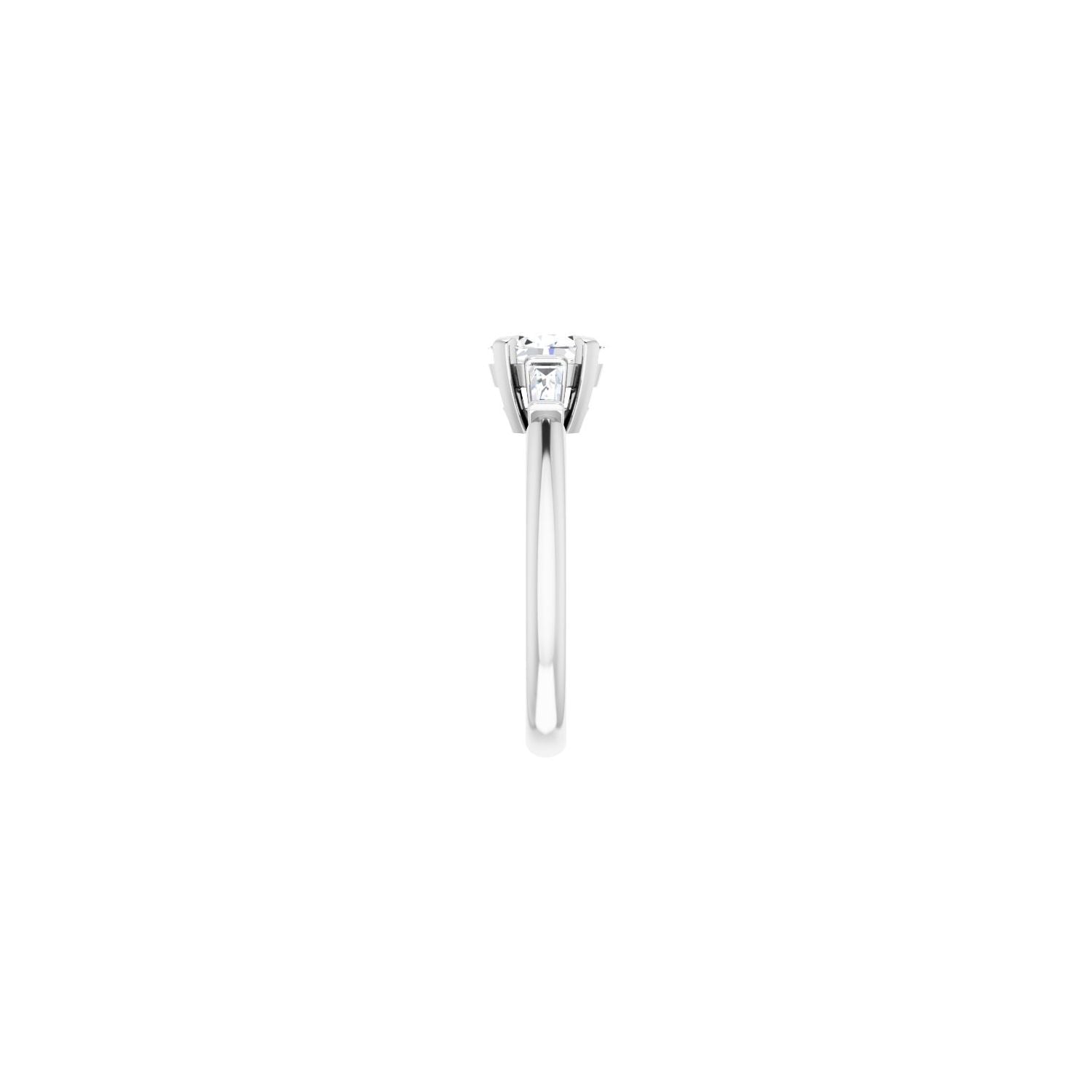 Oval Three-Stone Engagement Ring | Metal Type=14K White Gold | Center Stone Size=1 CT | Image 4