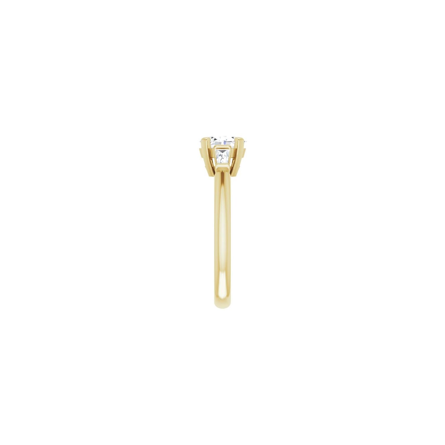 Oval Three-Stone Engagement Ring | Metal Type=14K Yellow Gold | Center Stone Size=1 CT | Image 4