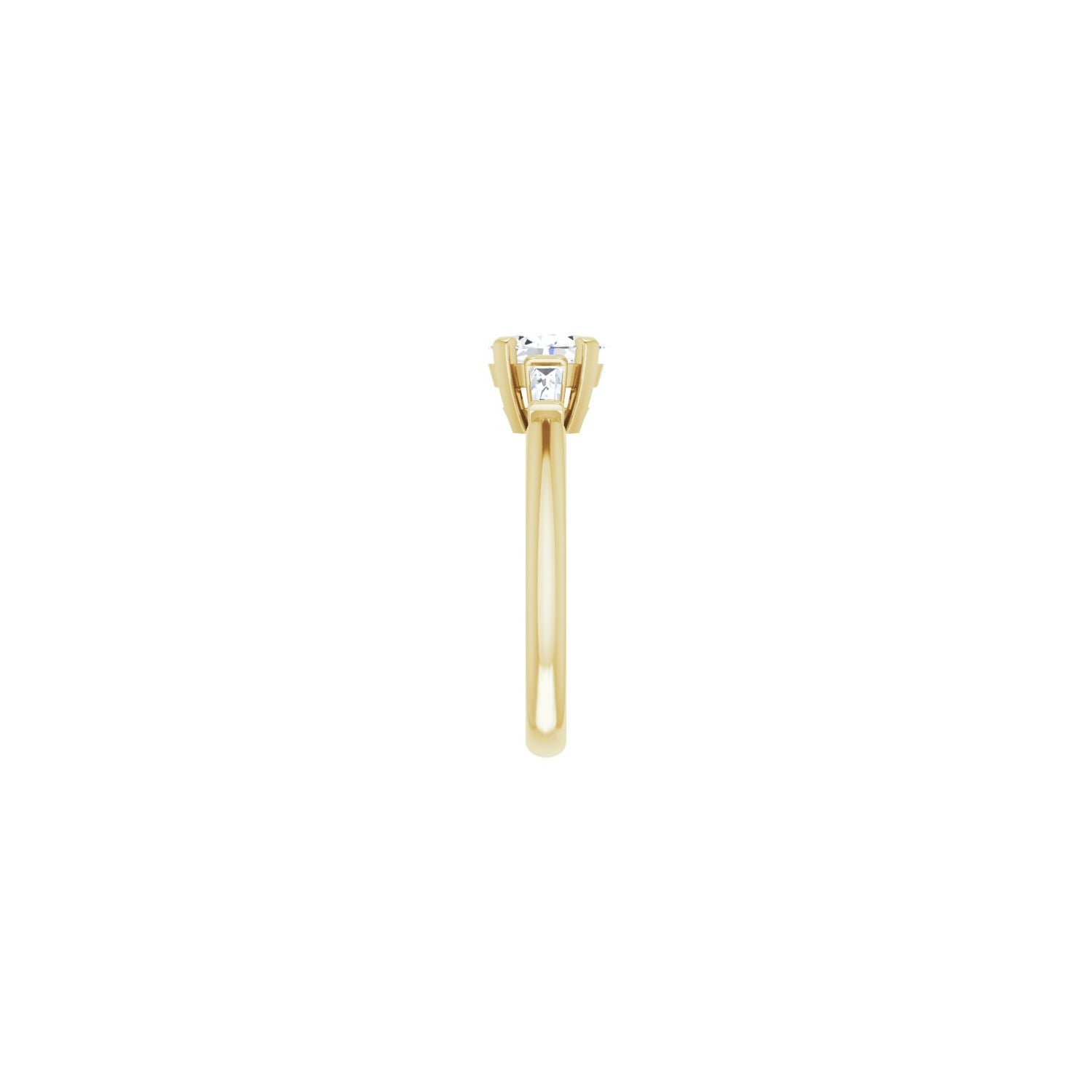 Oval Three-Stone Engagement Ring | Metal Type=14K Yellow Gold | Center Stone Size=1 CT | Image 4