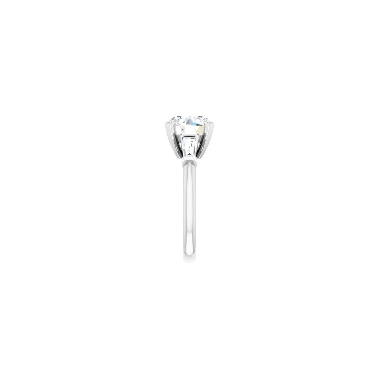 Round Three-Stone Engagement Ring | Metal Type=14K White Gold | Center Stone Size=3 CT | Image 4