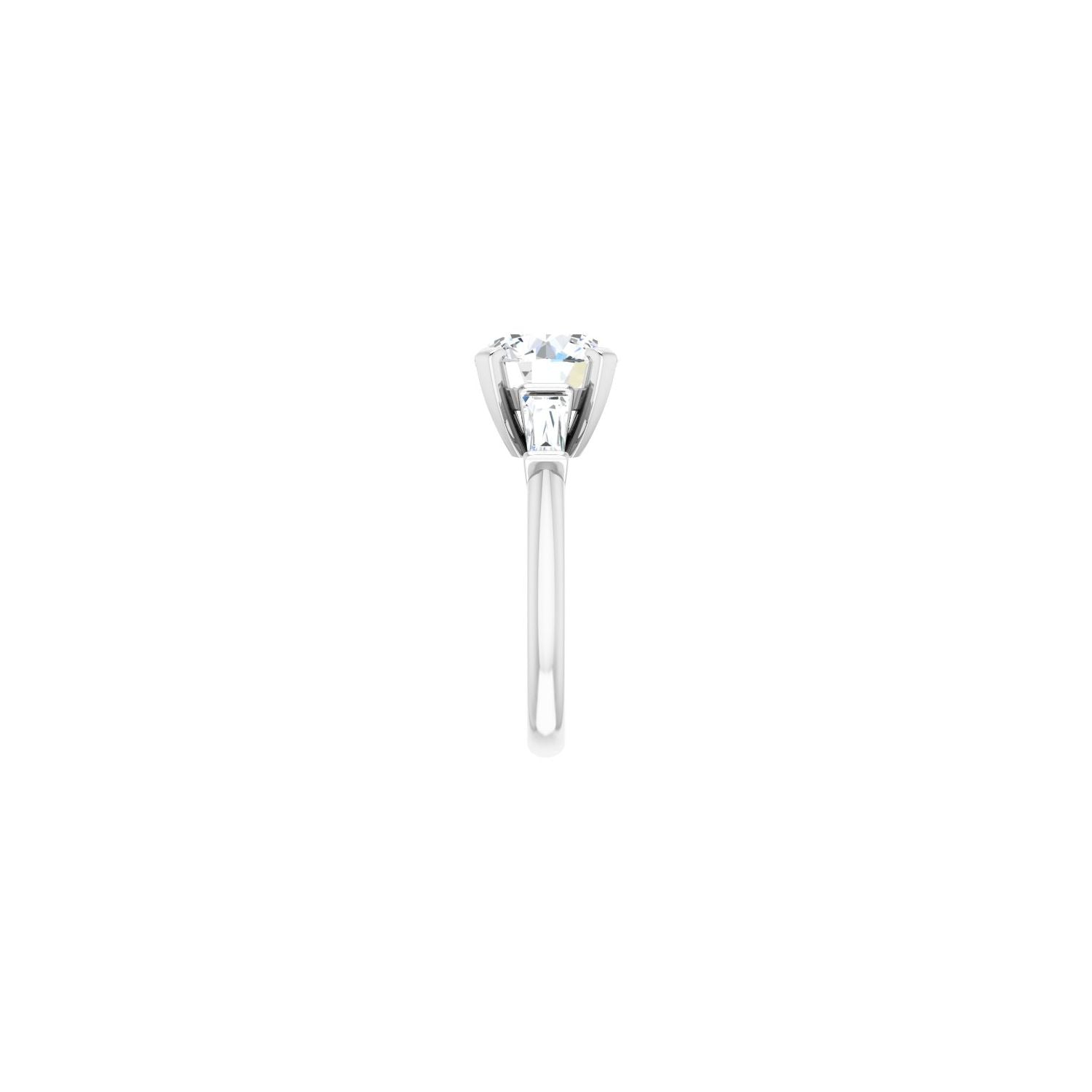 Round Three-Stone Engagement Ring | Metal Type=14K White Gold | Center Stone Size=3 CT | Image 4