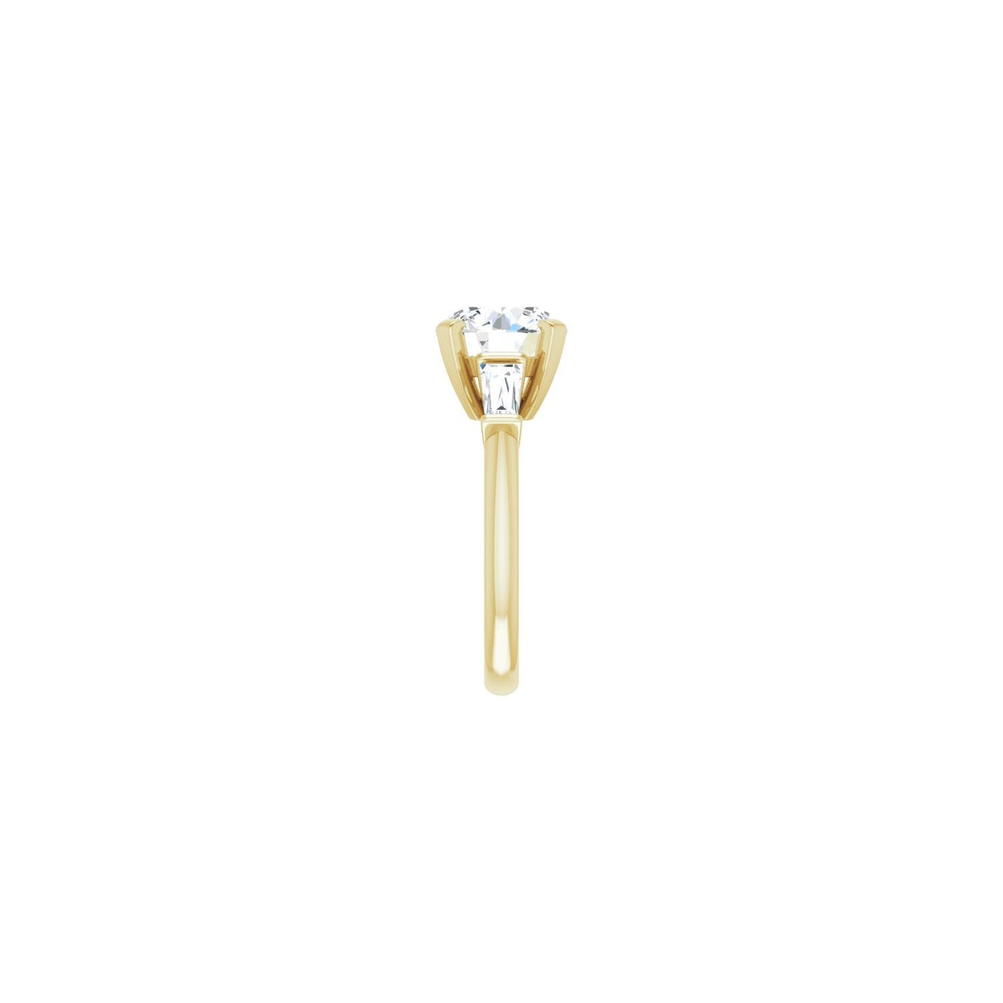 Round Three-Stone Engagement Ring | Metal Type=14K Yellow Gold | Center Stone Size=3 CT | Image 4