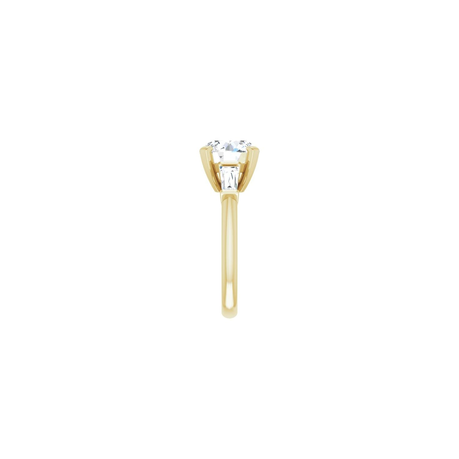 Round Three-Stone Engagement Ring | Metal Type=14K Yellow Gold | Center Stone Size=3 CT | Image 4
