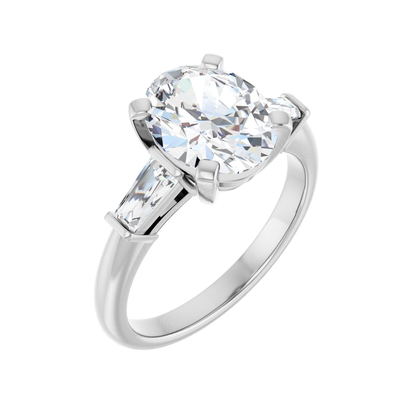 Oval Three-Stone Engagement Ring | Metal Type=14K White Gold | Center Stone Size=2.5 CT | Image 1