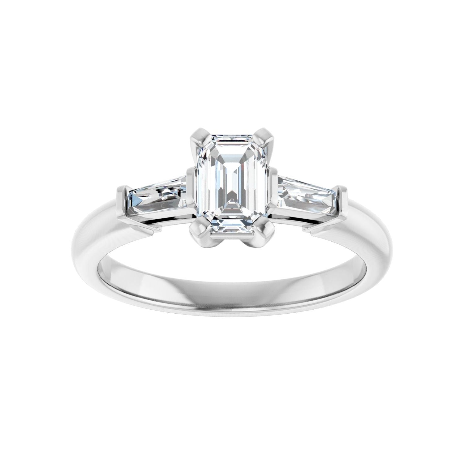 Emerald Three-Stone Engagement Ring | Metal Type=14K White Gold | Center Stone Size=1 CT | Image 3