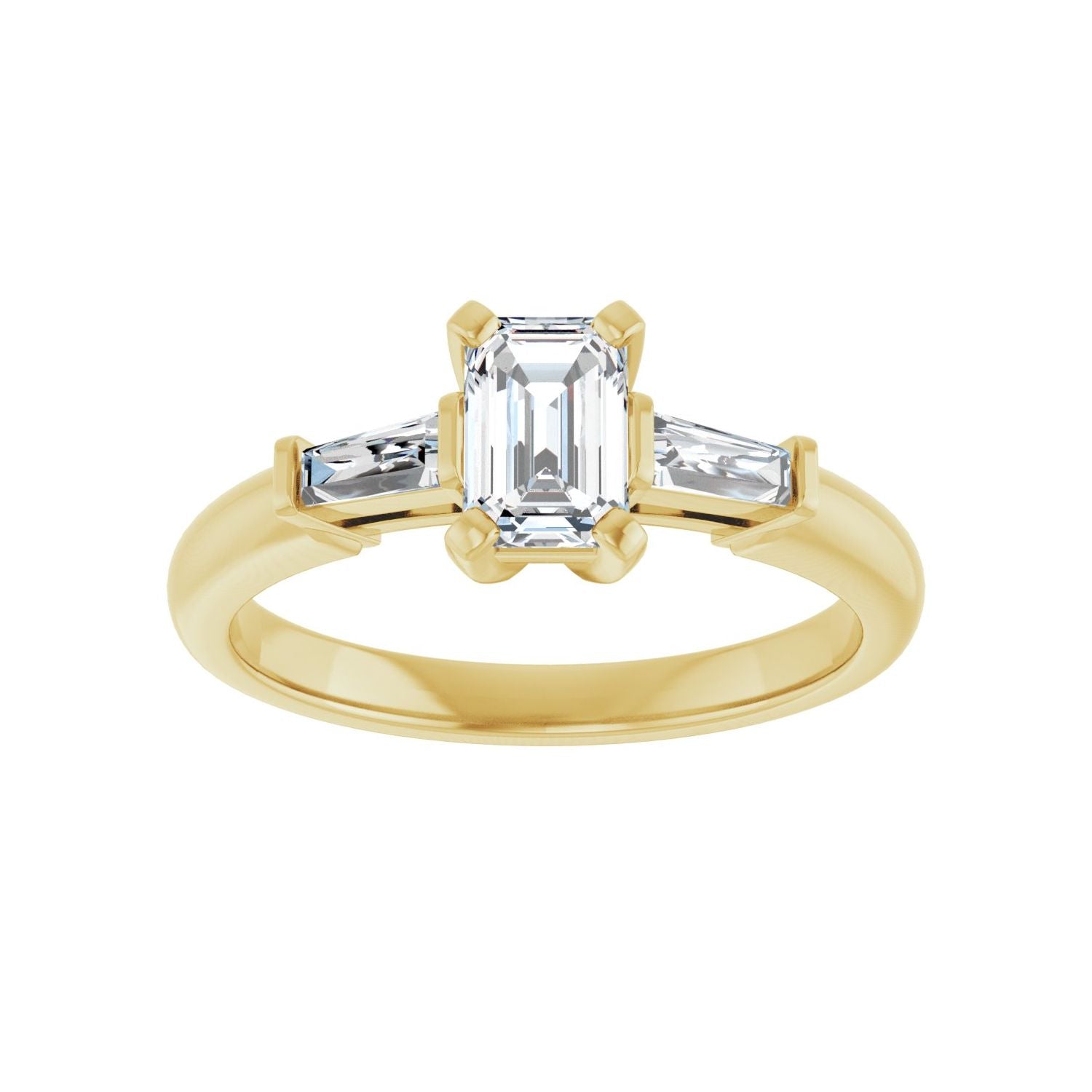 Emerald Three-Stone Engagement Ring | Metal Type=14K Yellow Gold | Center Stone Size=1 CT | Image 3