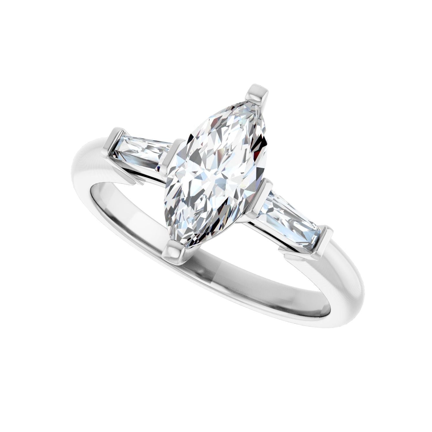 Marquise Three-Stone Engagement Ring | Metal Type=14K White Gold | Center Stone Size=1 CT | Image 5
