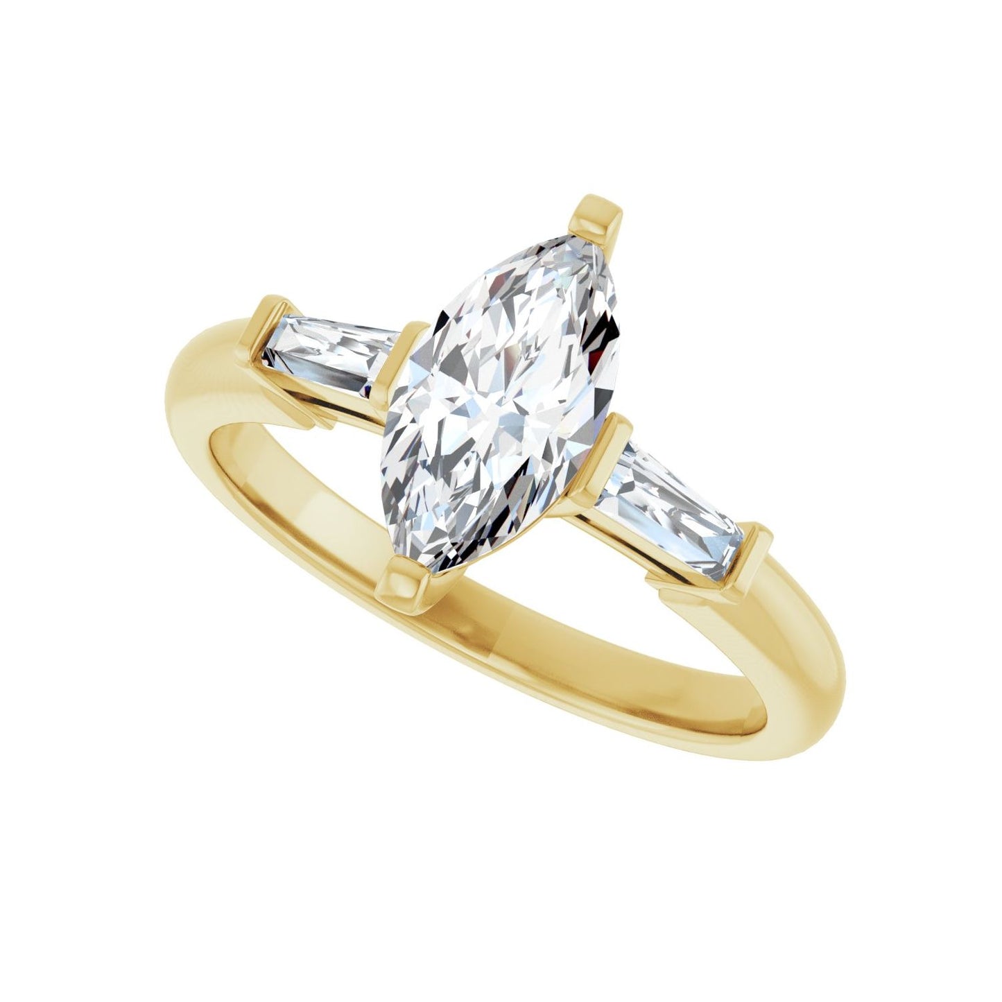 Marquise Three-Stone Engagement Ring | Metal Type=14K Yellow Gold | Center Stone Size=1 CT | Image 5