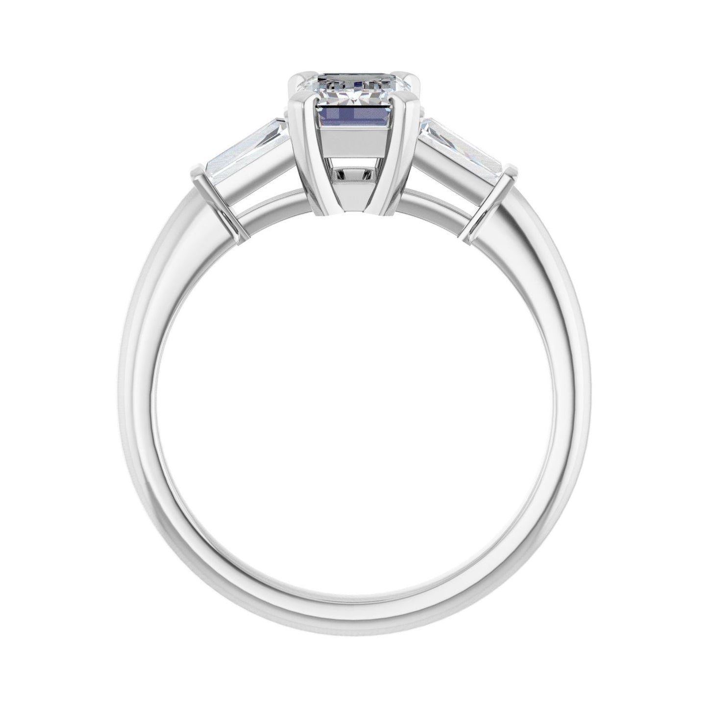Emerald Three-Stone Engagement Ring | Metal Type=14K White Gold | Center Stone Size=1.5 CT | Image 2