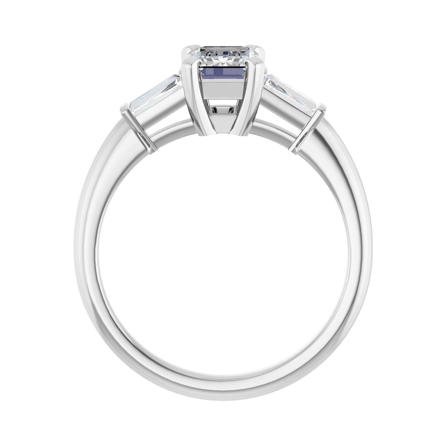 Emerald Three-Stone Engagement Ring | Metal Type=14K White Gold | Center Stone Size=1.5 CT | Image 2