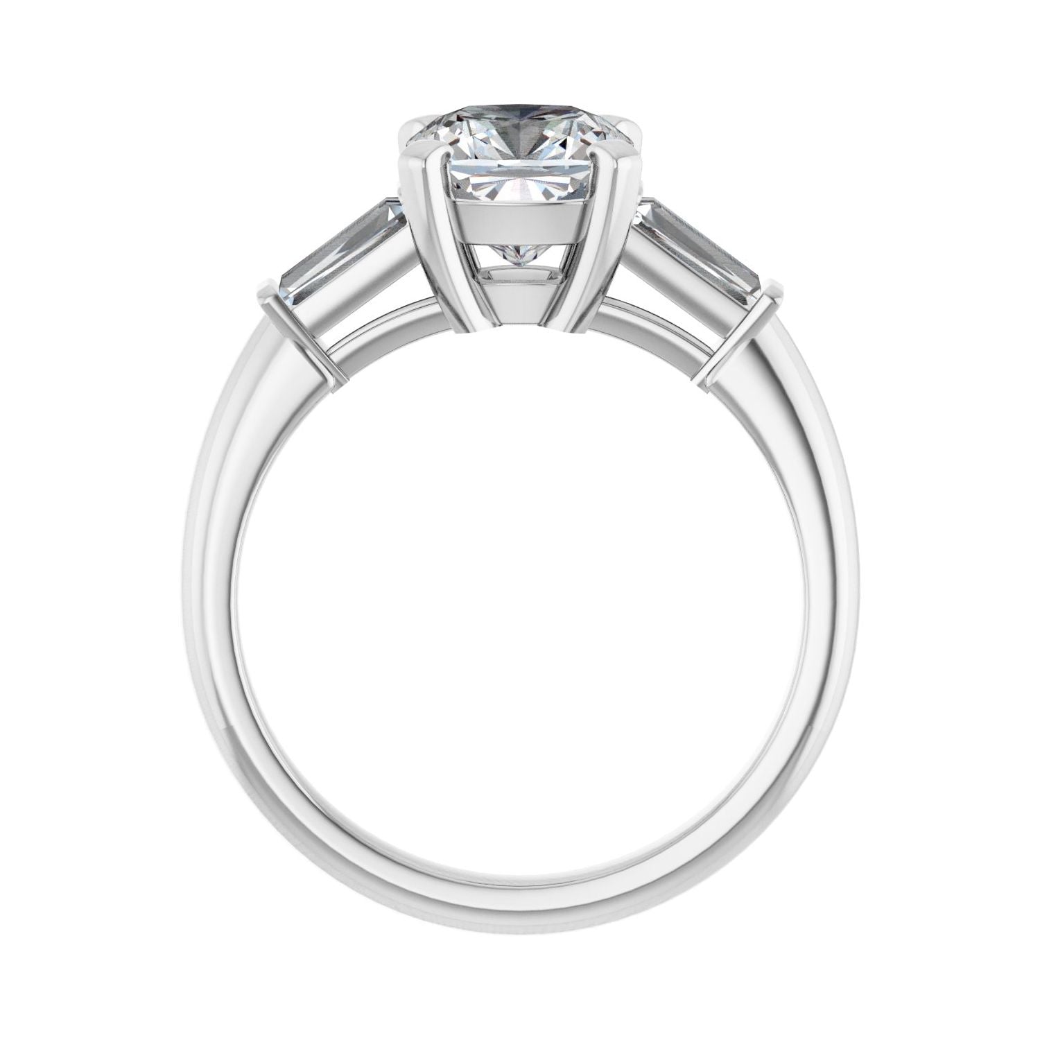 Cushion Three-Stone Engagement Ring | Metal Type=14K White Gold | Center Stone Size=2 CT | Image 2
