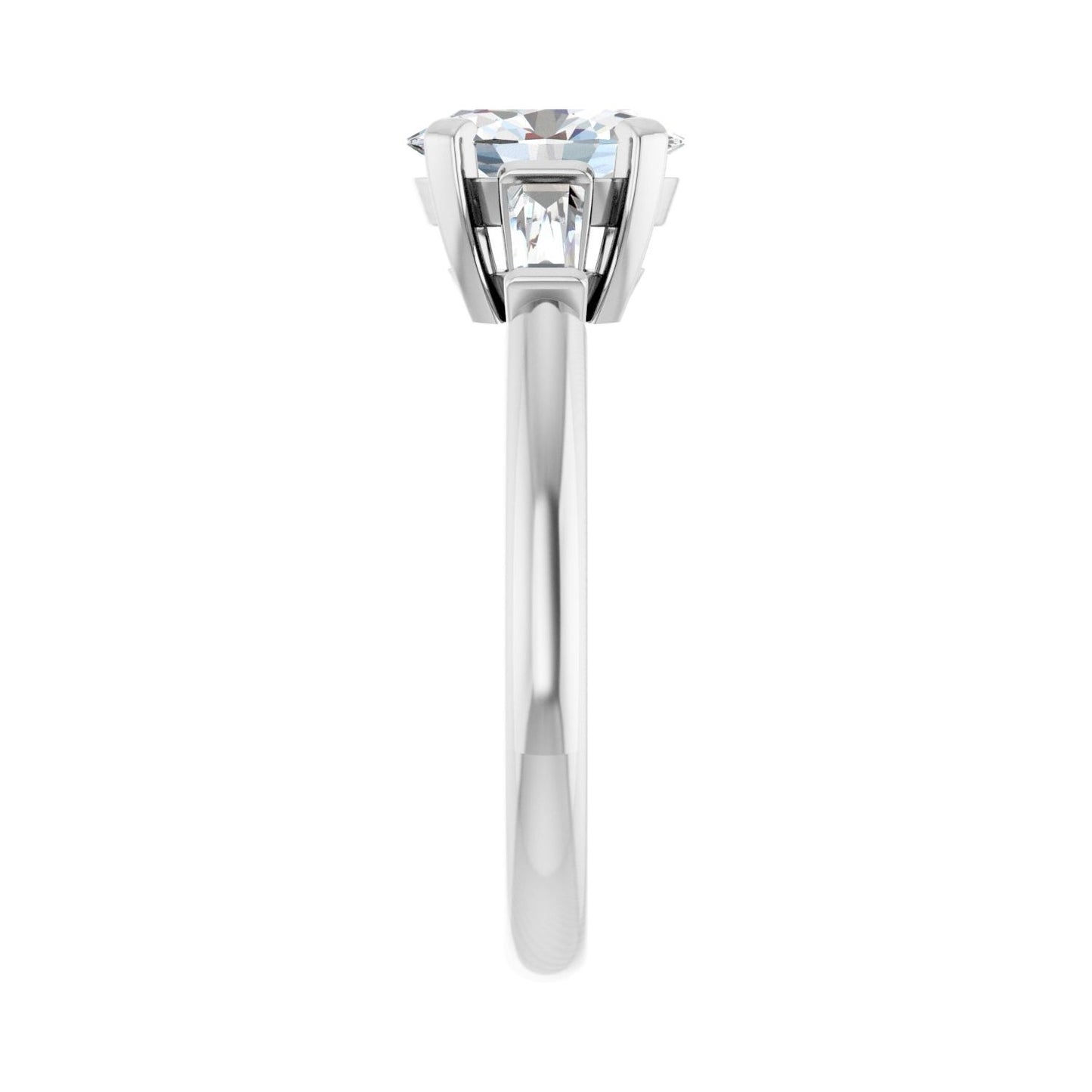 Oval Three-Stone Engagement Ring | Metal Type=14K White Gold | Center Stone Size=1.5 CT | Image 4