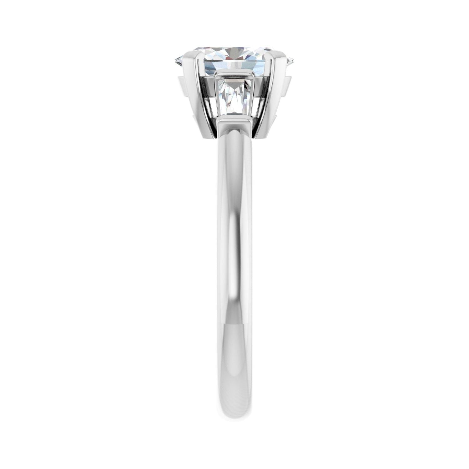 Oval Three-Stone Engagement Ring | Metal Type=14K White Gold | Center Stone Size=1.5 CT | Image 4