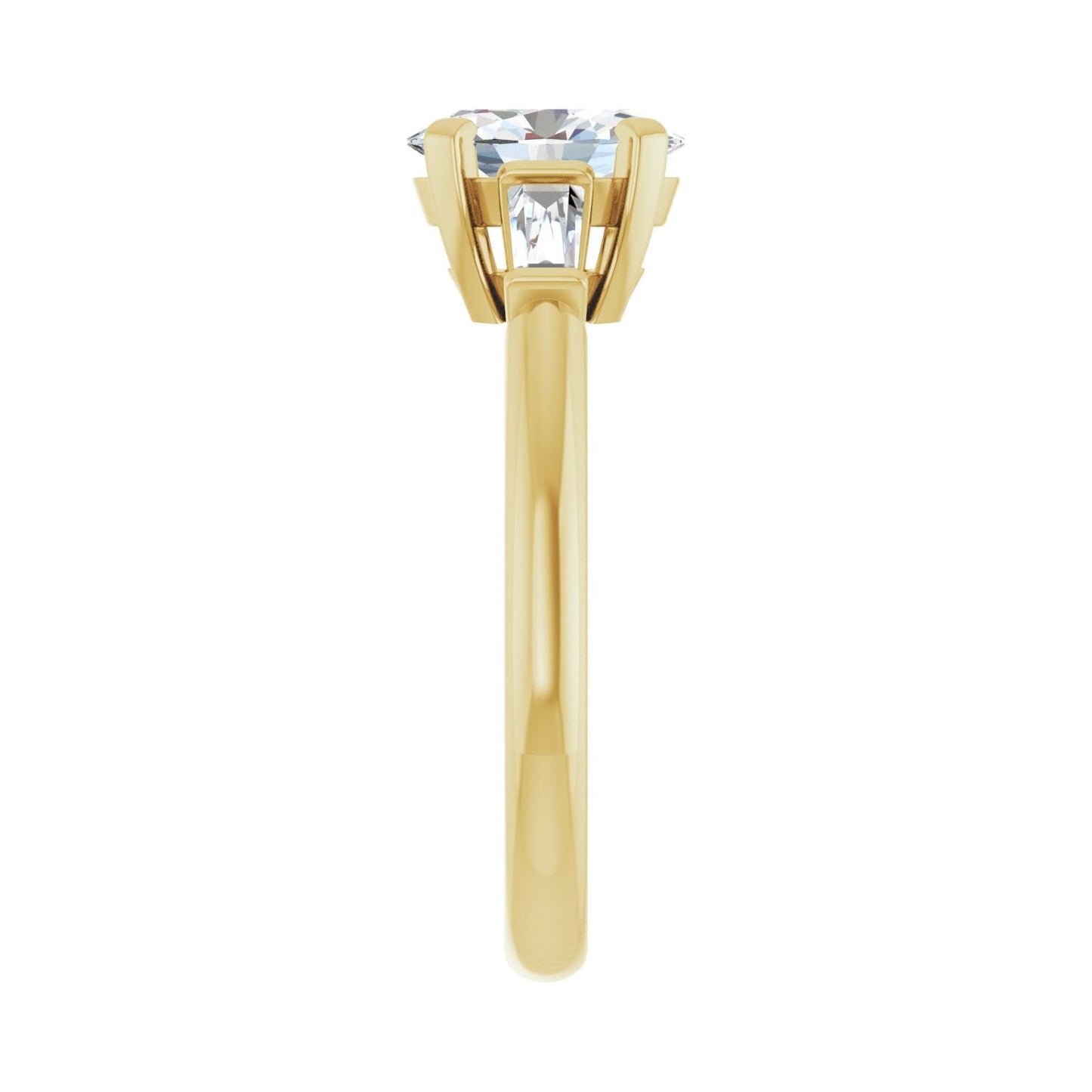 Oval Three-Stone Engagement Ring | Metal Type=14K Yellow Gold | Center Stone Size=1.5 CT | Image 4