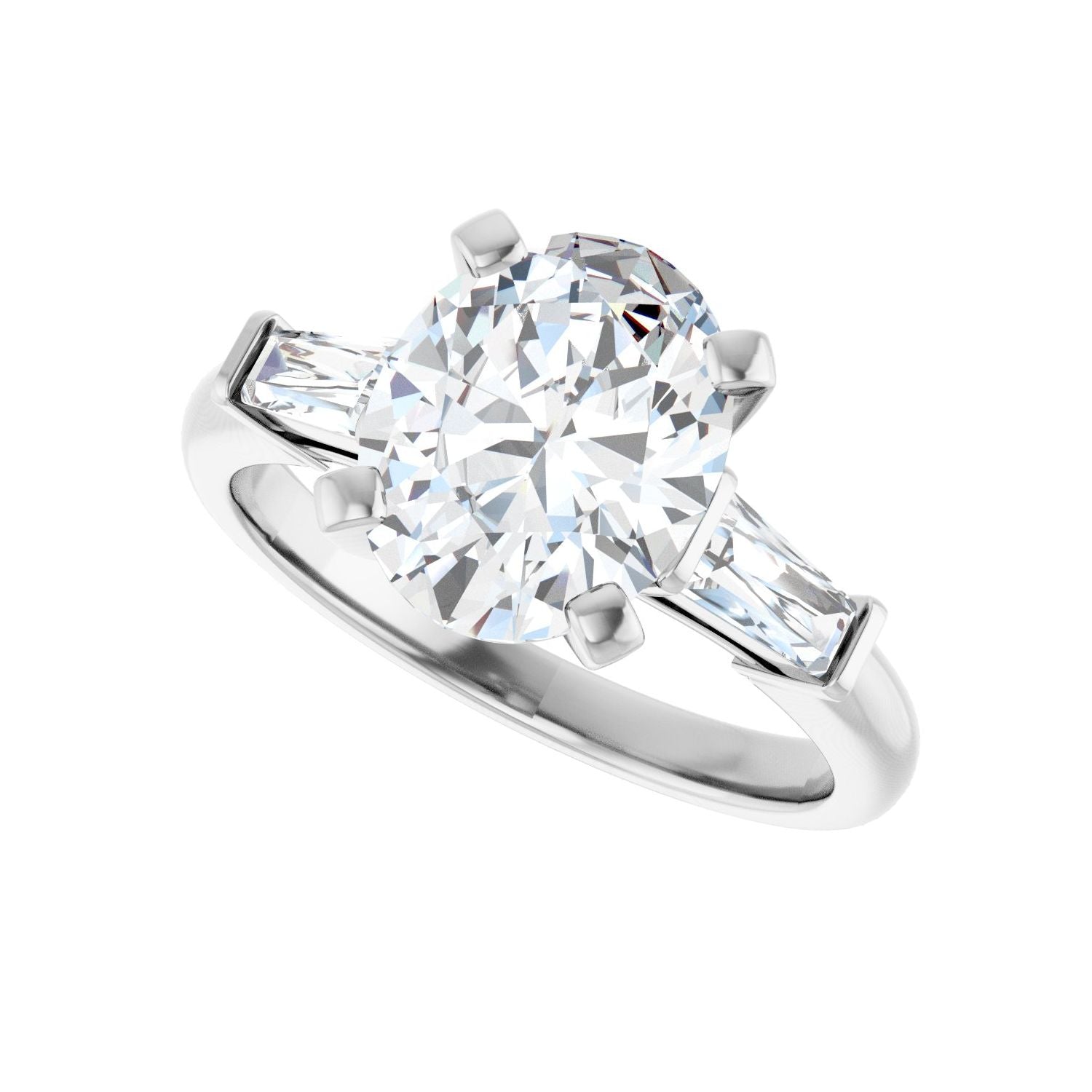Oval Three-Stone Engagement Ring | Metal Type=14K White Gold | Center Stone Size=2.5 CT | Image 5