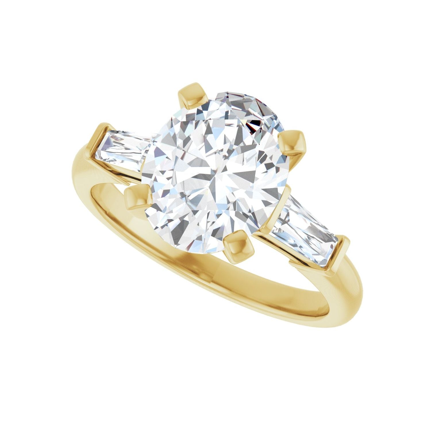 Oval Three-Stone Engagement Ring | Metal Type=14K Yellow Gold | Center Stone Size=2.5 CT | Image 5