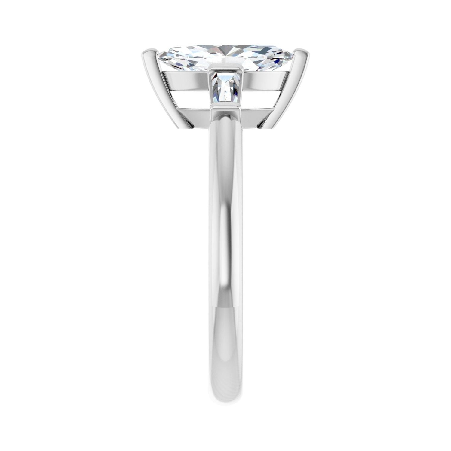 Marquise Three-Stone Engagement Ring | Metal Type=14K White Gold | Center Stone Size=1 CT | Image 4