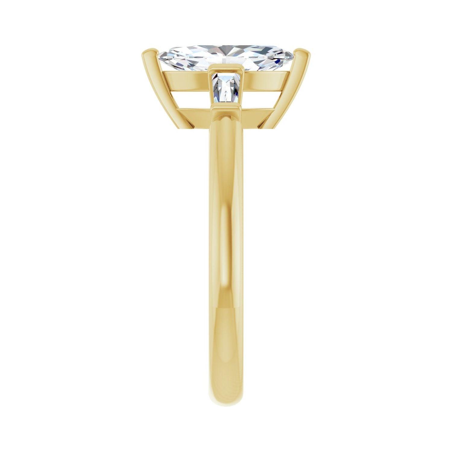 Marquise Three-Stone Engagement Ring | Metal Type=14K Yellow Gold | Center Stone Size=1 CT | Image 4