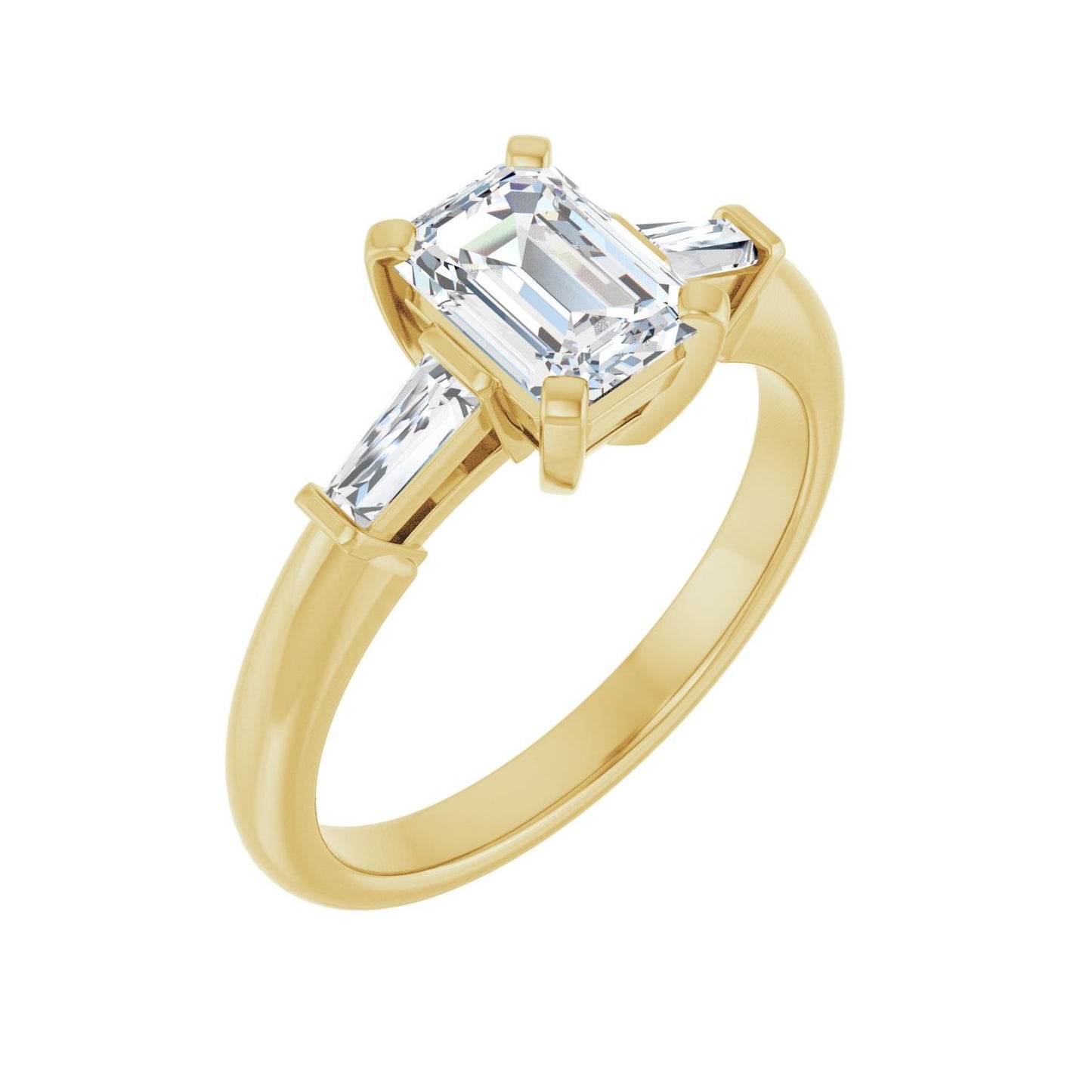 Emerald Three-Stone Engagement Ring | Metal Type=14K Yellow Gold | Center Stone Size=1.5 CT | Image 1