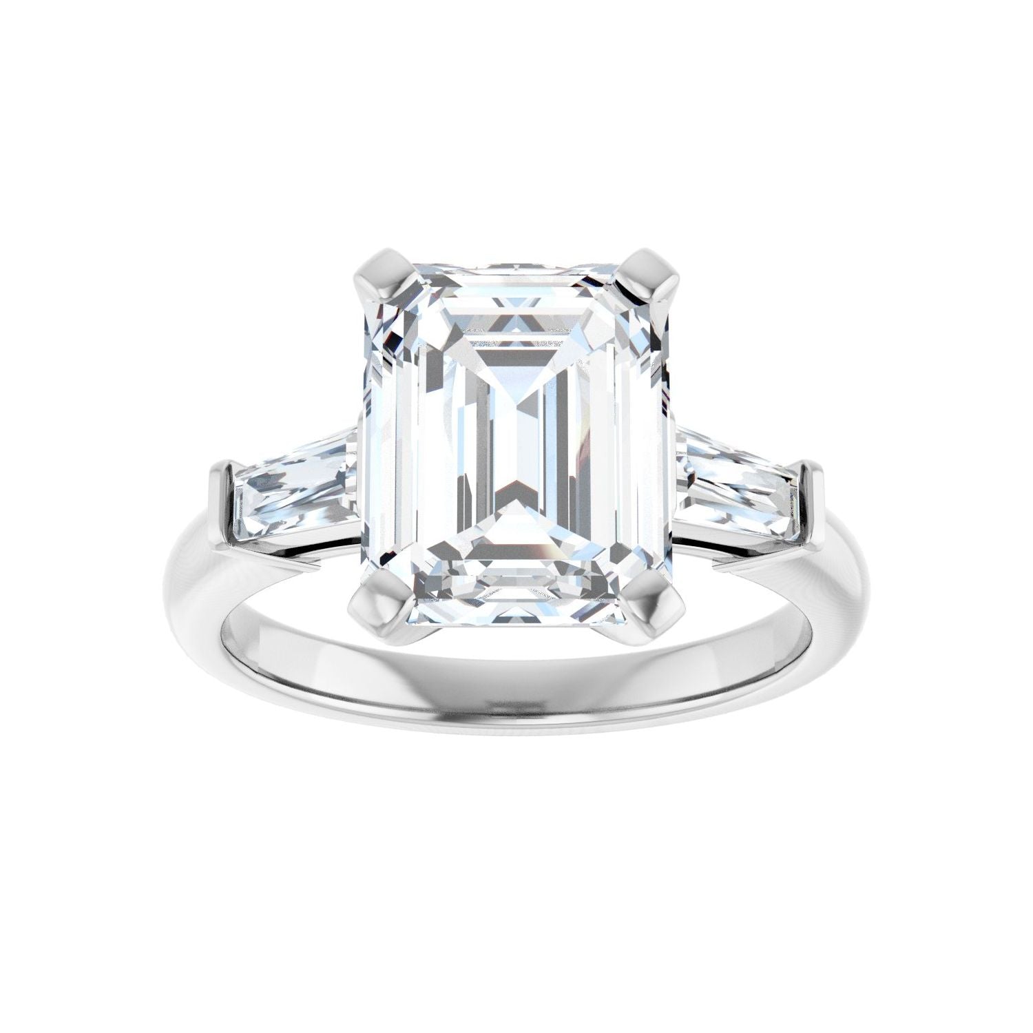 Emerald Three-Stone Engagement Ring | Metal Type=14K White Gold | Center Stone Size=3 CT | Image 3
