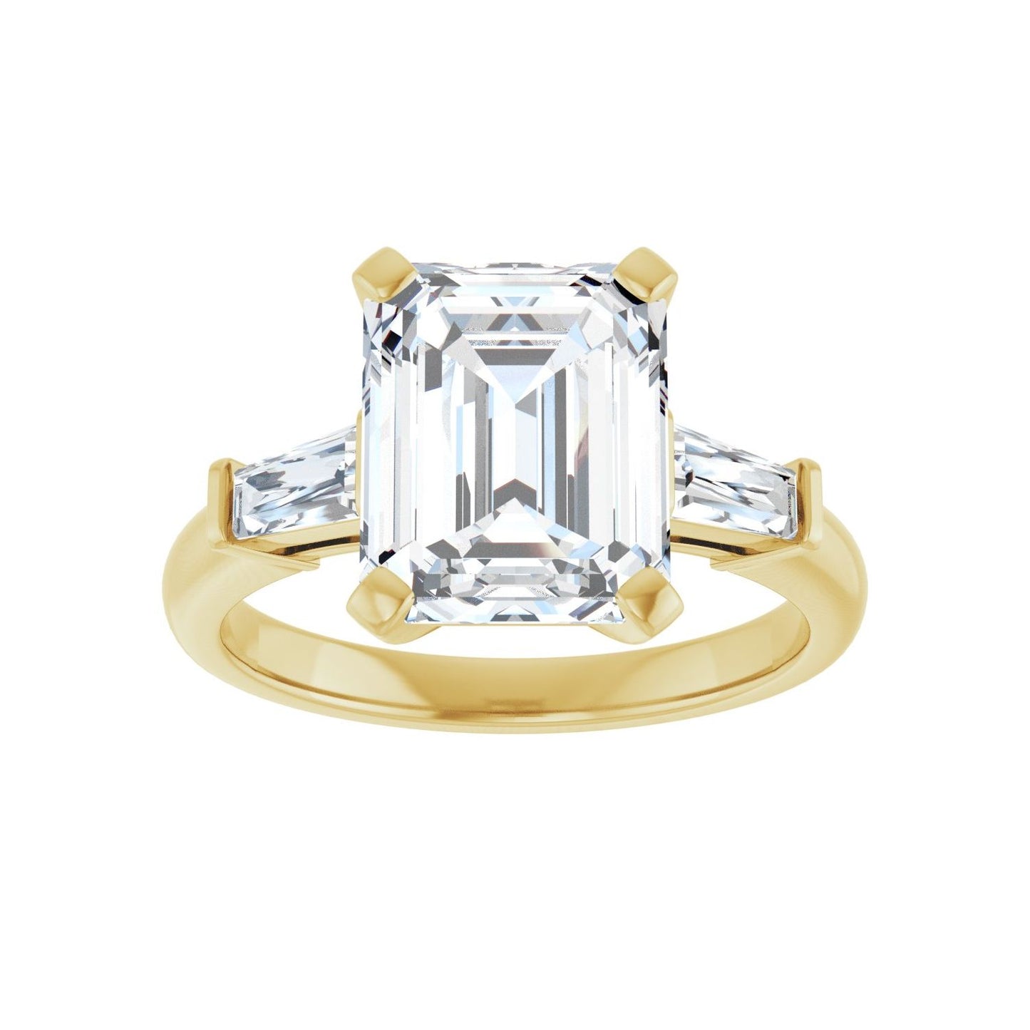 Emerald Three-Stone Engagement Ring | Metal Type=14K Yellow Gold | Center Stone Size=3 CT | Image 3