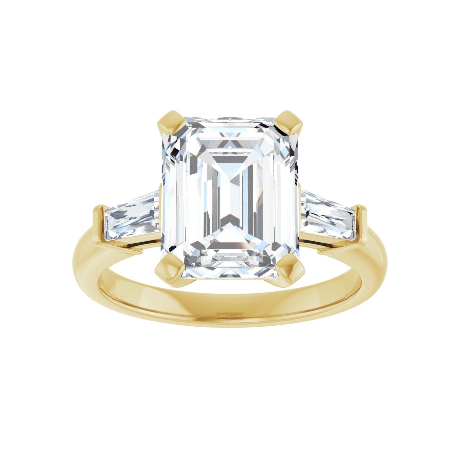 Emerald Three-Stone Engagement Ring | Metal Type=14K Yellow Gold | Center Stone Size=3 CT | Image 3