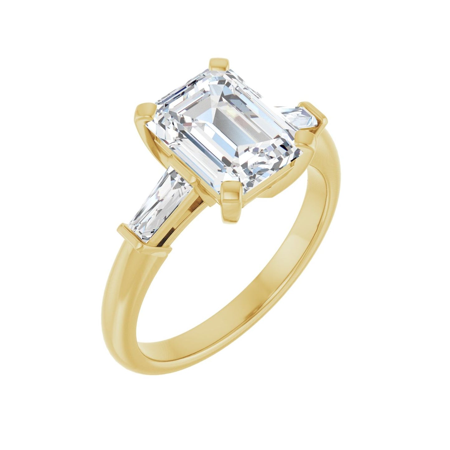 Emerald Three-Stone Engagement Ring | Metal Type=14K Yellow Gold | Center Stone Size=2.5 CT | Image 1