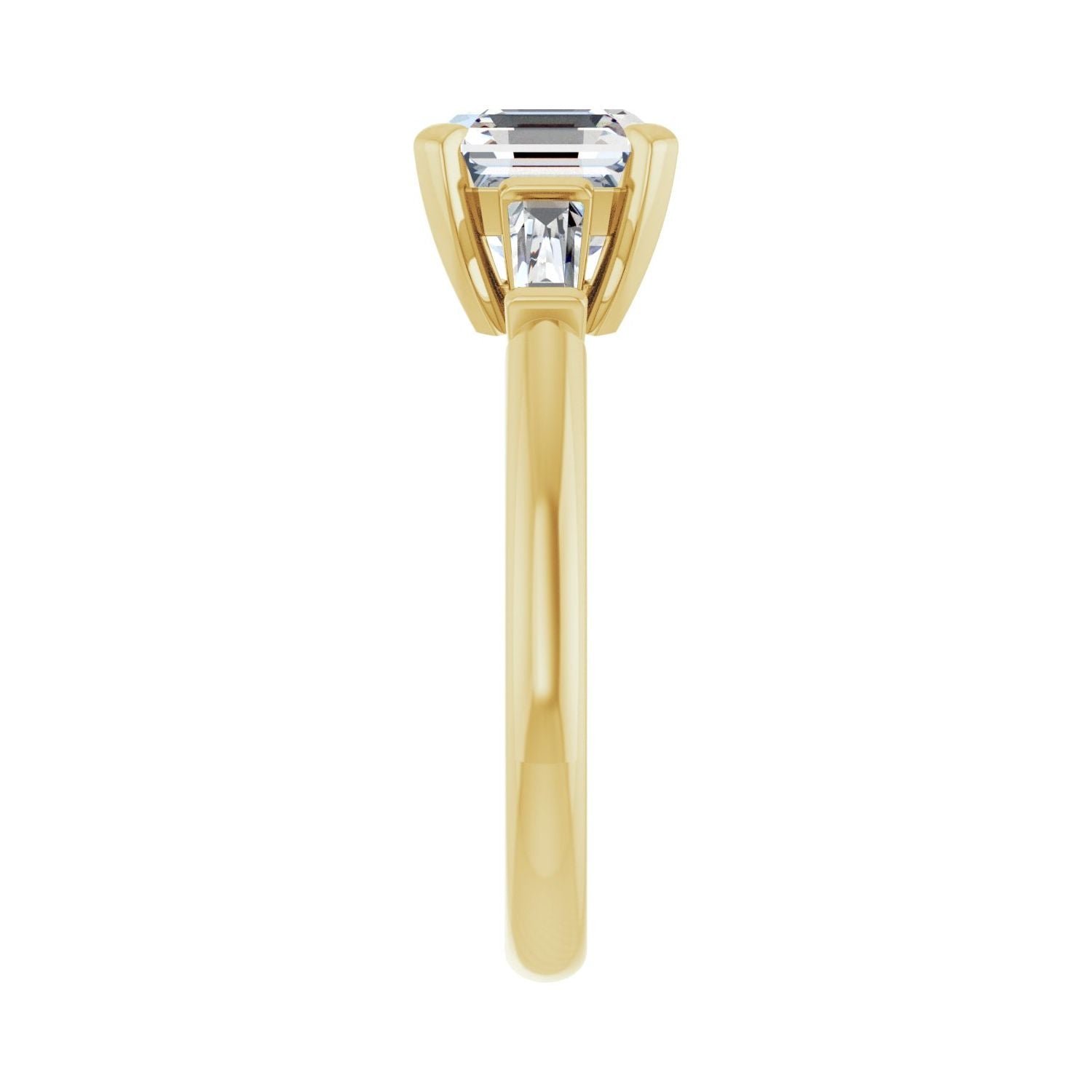 Asscher Three-Stone Engagement Ring | Metal Type=14K Yellow Gold | Center Stone Size=2 CT | Image 4