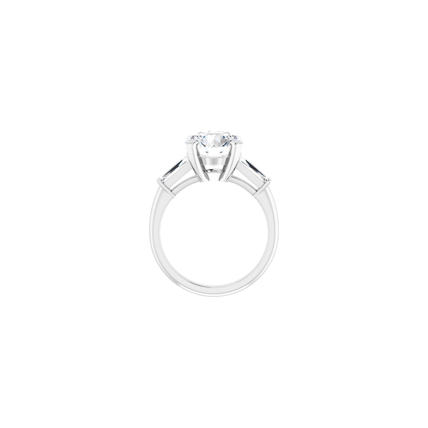 Round Three-Stone Engagement Ring | Metal Type=14K White Gold | Center Stone Size=3 CT | Image 2