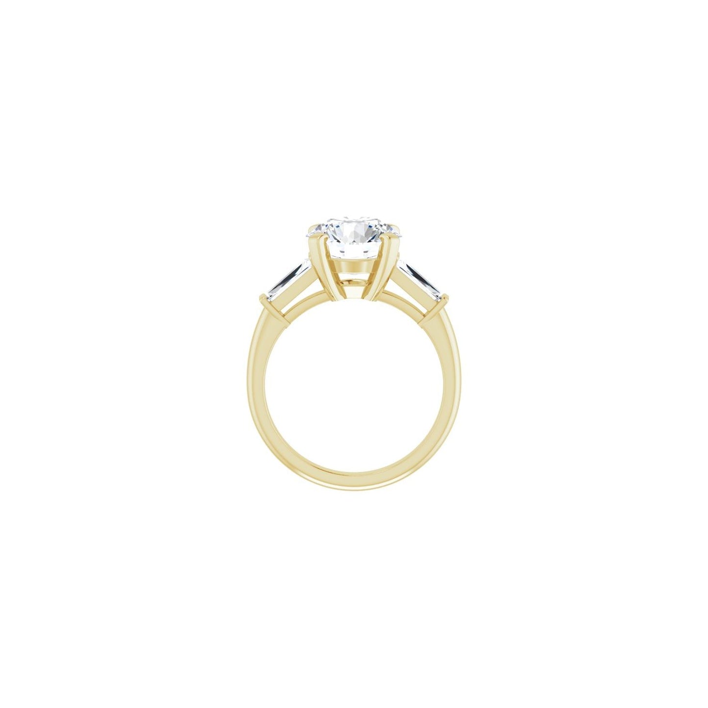 Round Three-Stone Engagement Ring | Metal Type=14K Yellow Gold | Center Stone Size=3 CT | Image 2