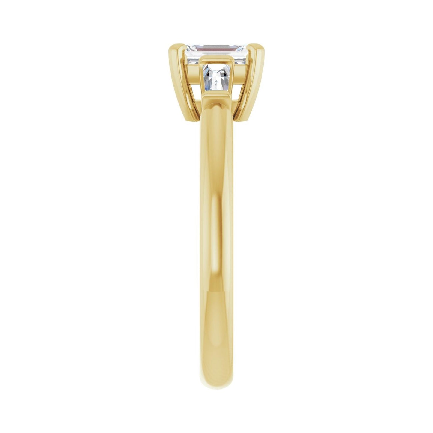 Emerald Three-Stone Engagement Ring | Metal Type=14K Yellow Gold | Center Stone Size=1 CT | Image 4