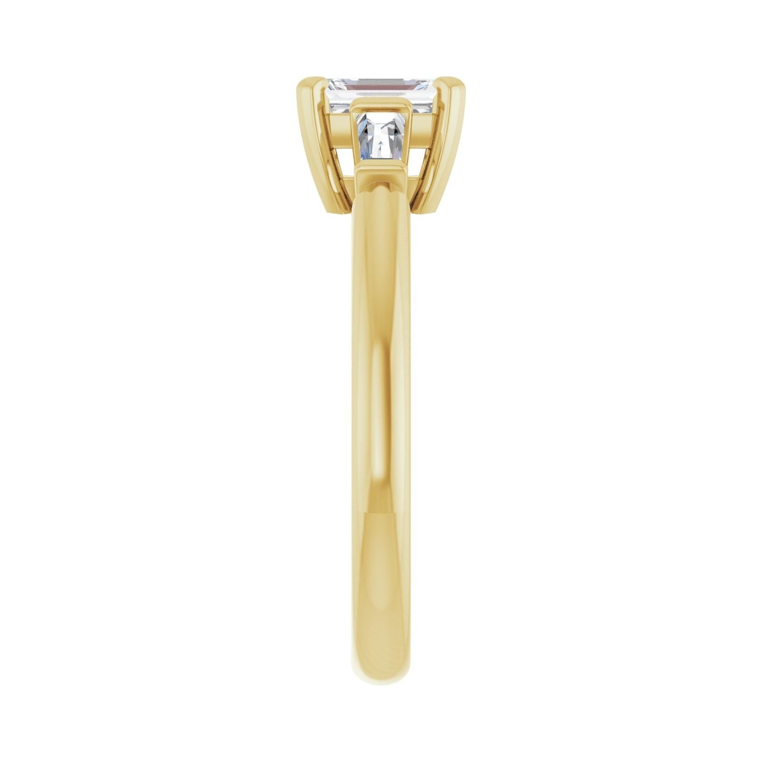 Emerald Three-Stone Engagement Ring | Metal Type=14K Yellow Gold | Center Stone Size=1 CT | Image 4