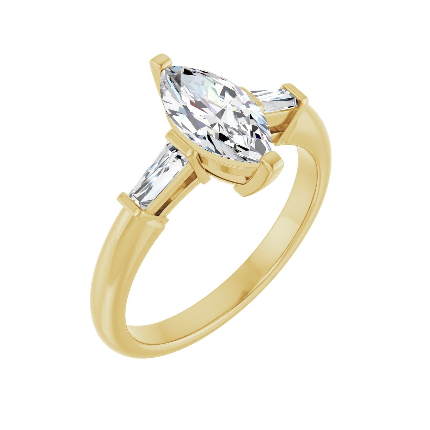 Marquise Three-Stone Engagement Ring | Metal Type=14K Yellow Gold | Center Stone Size=1 CT | Image 1