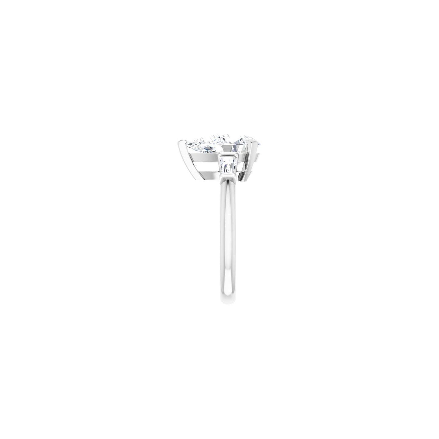 Pear Three-Stone Engagement Ring | Metal Type=14K White Gold | Center Stone Size=3 CT | Image 4