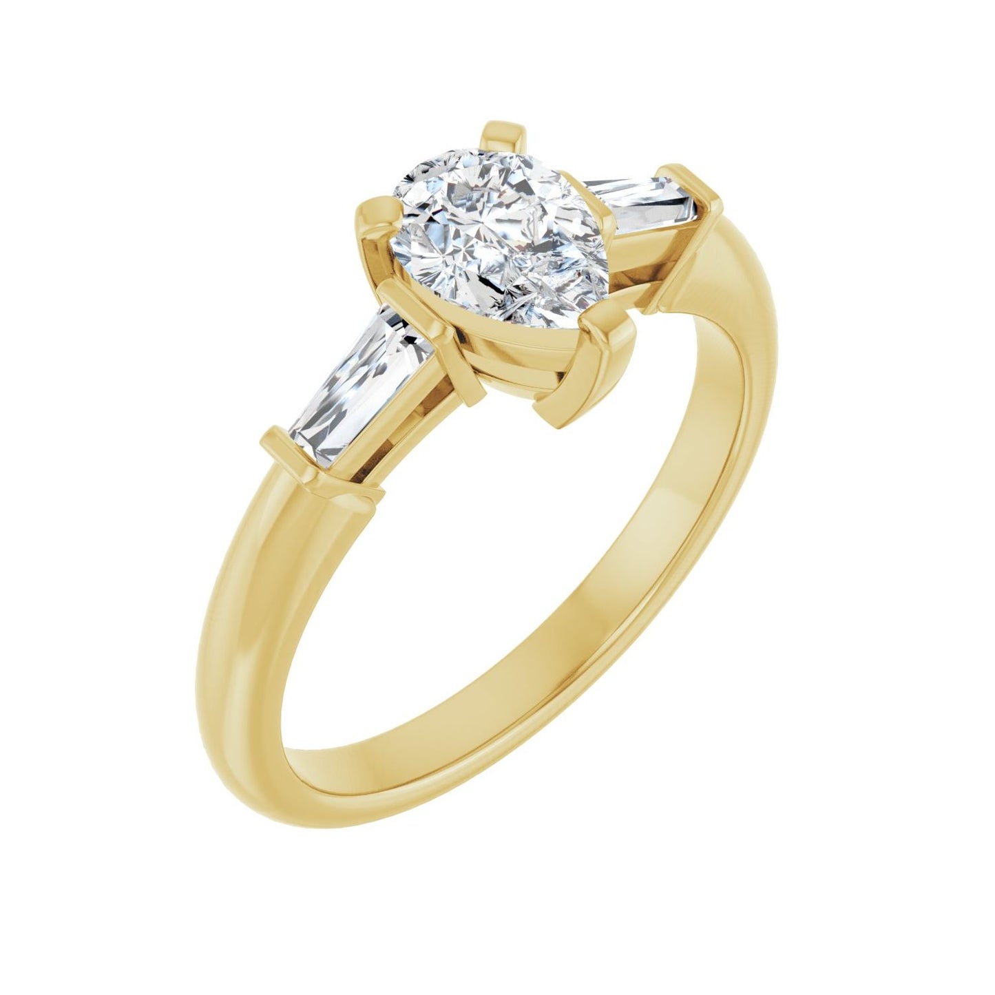 Pear Three-Stone Engagement Ring | Metal Type=14K Yellow Gold | Center Stone Size=1 CT | Image 1