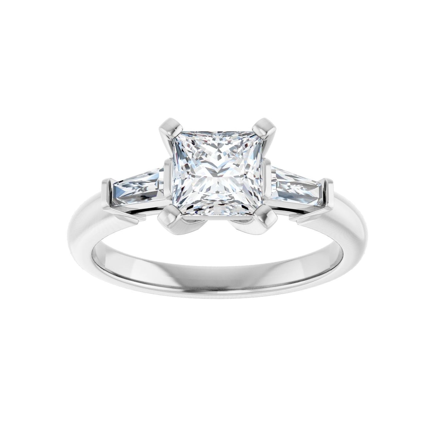 Square Three-Stone Engagement Ring | Metal Type=14K White Gold | Center Stone Size=1 CT | Image 3
