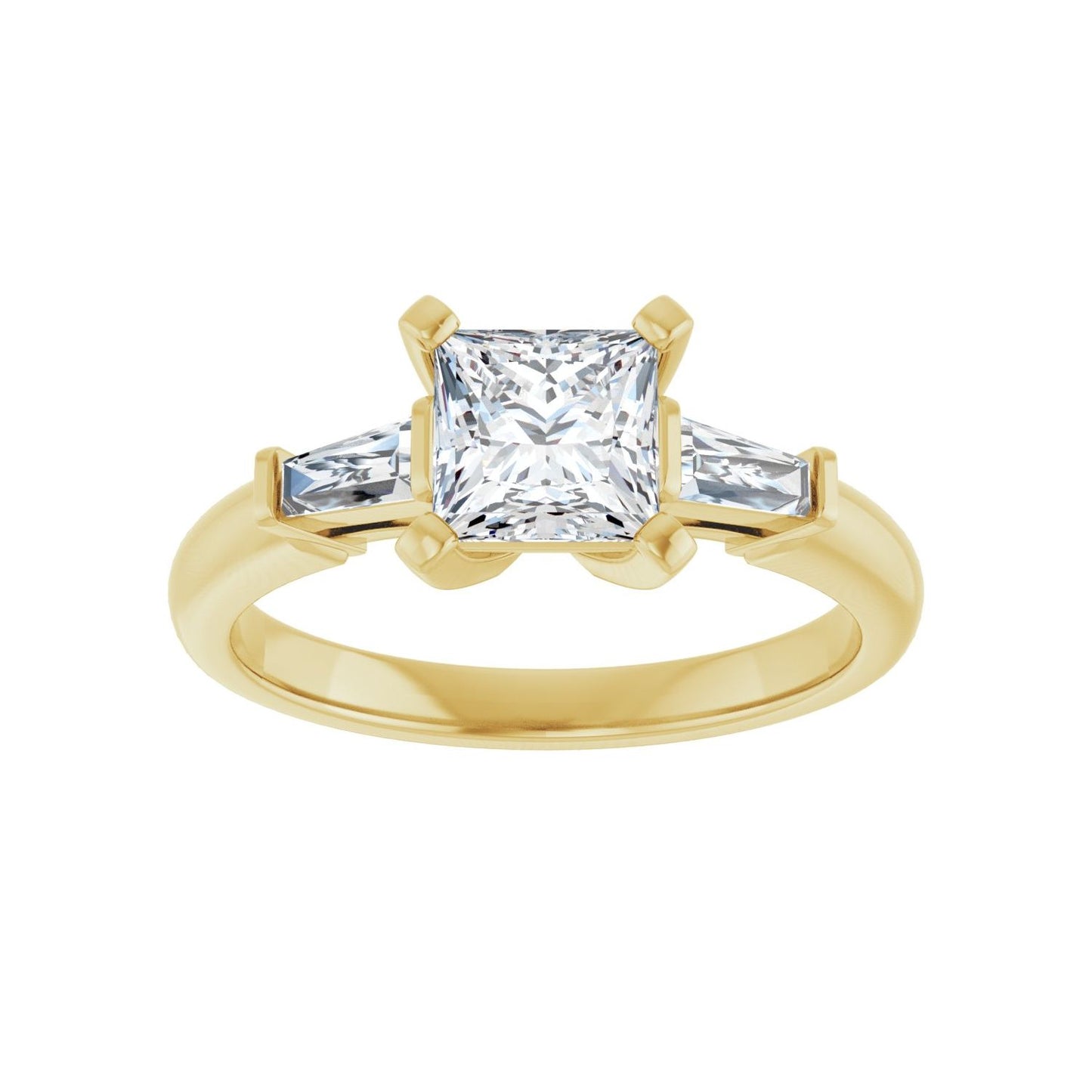Square Three-Stone Engagement Ring | Metal Type=14K Yellow Gold | Center Stone Size=1 CT | Image 3