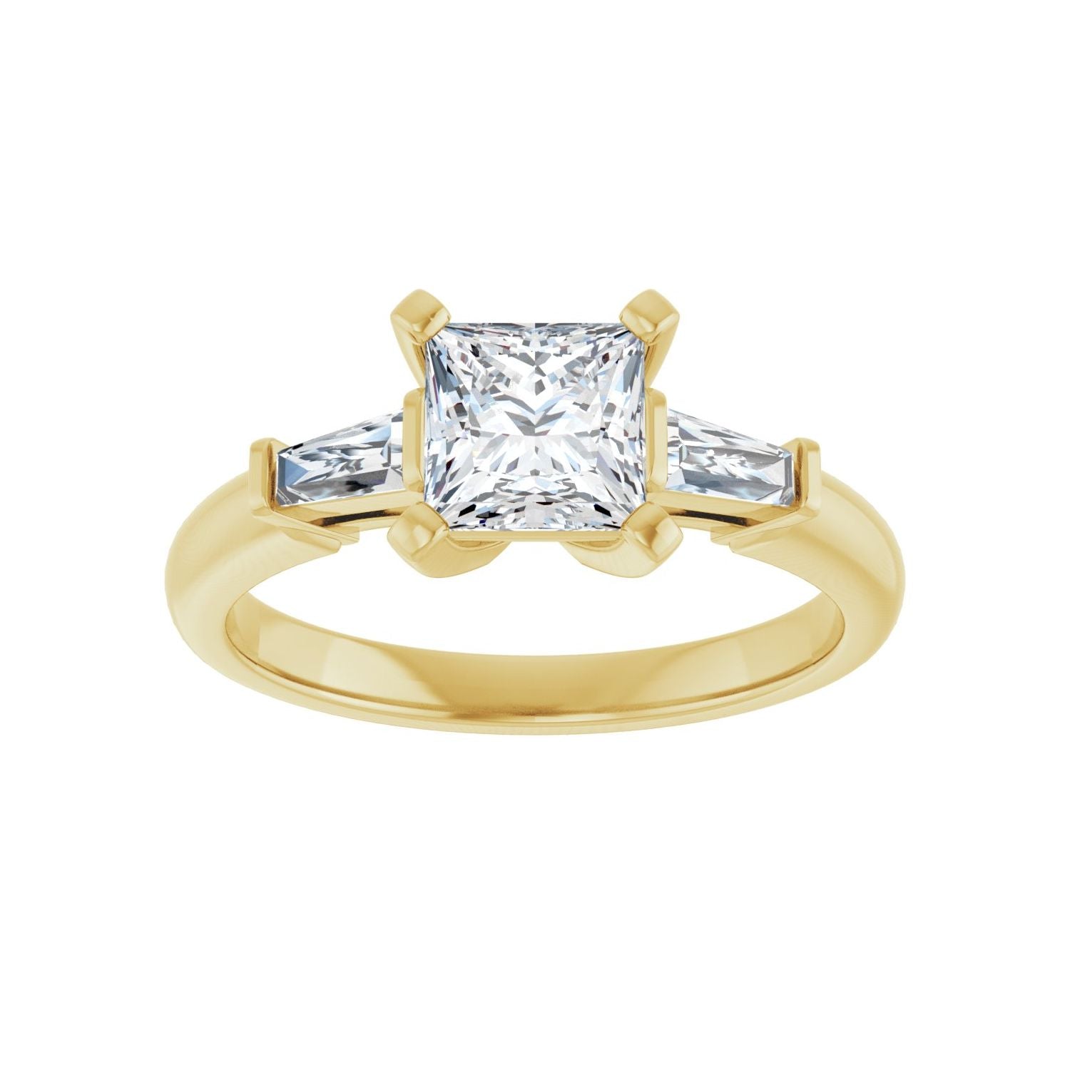 Square Three-Stone Engagement Ring | Metal Type=14K Yellow Gold | Center Stone Size=1 CT | Image 3
