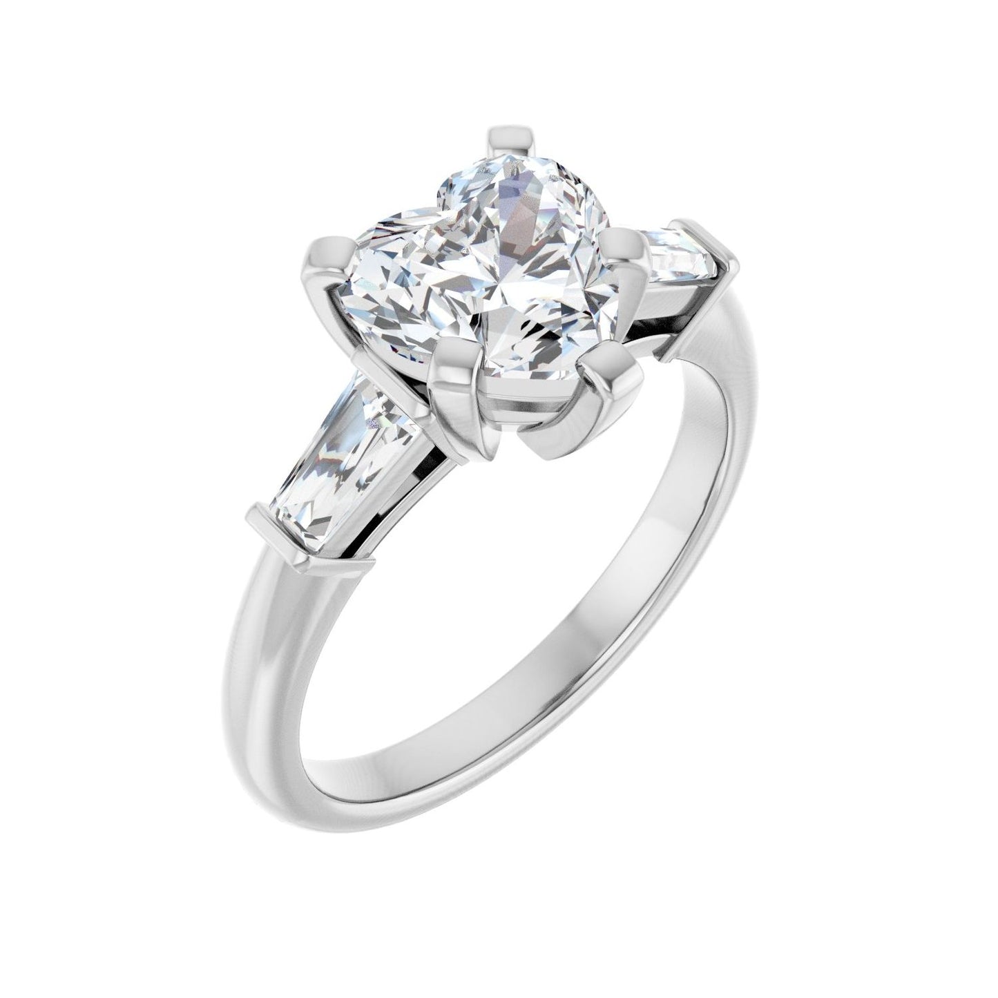 Heart Three-Stone Engagement Ring | Metal Type=14K White Gold | Center Stone Size=1.5 CT | Image 1