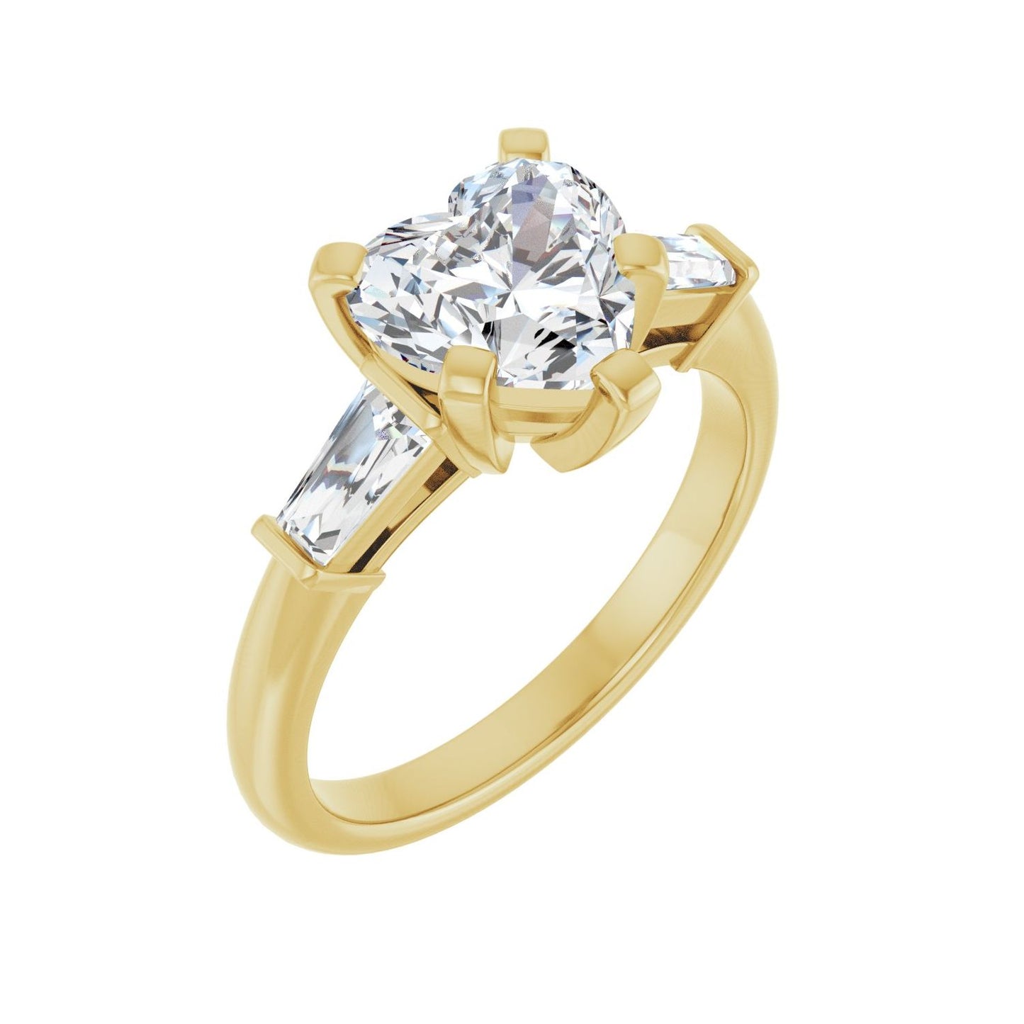 Heart Three-Stone Engagement Ring | Metal Type=14K Yellow Gold | Center Stone Size=1.5 CT | Image 1