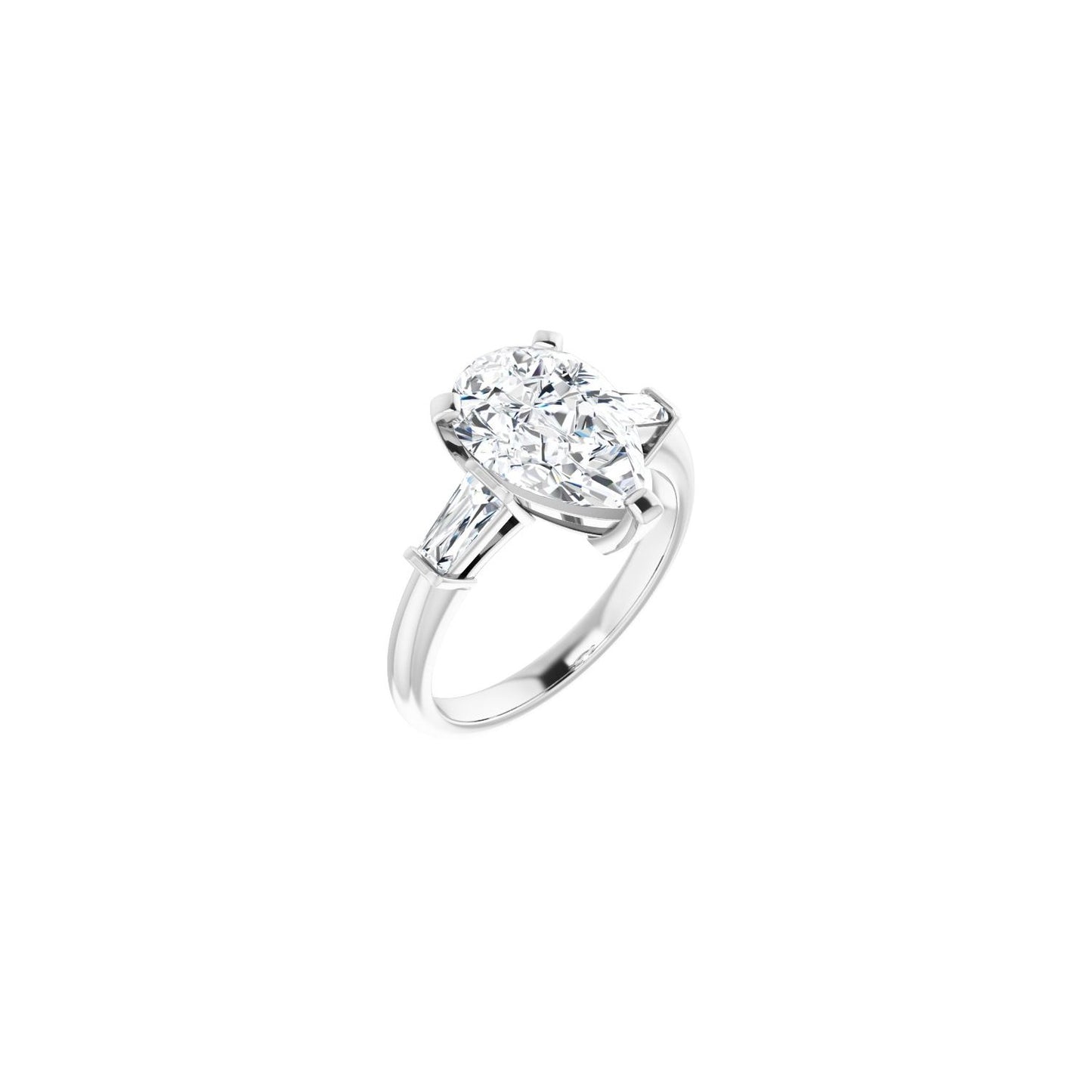 Pear Three-Stone Engagement Ring | Metal Type=14K White Gold | Center Stone Size=3 CT | Image 1