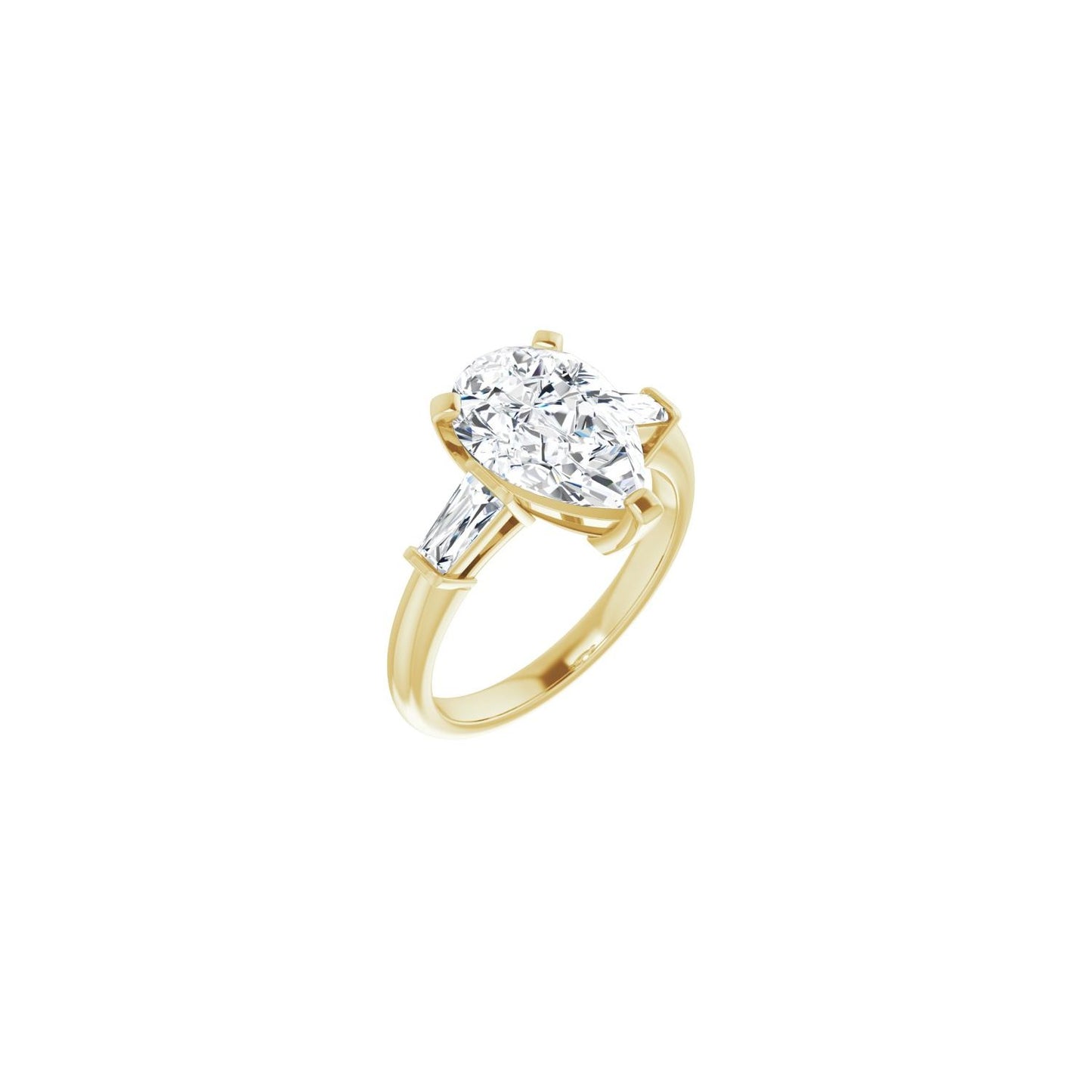 Pear Three-Stone Engagement Ring | Metal Type=14K Yellow Gold | Center Stone Size=3 CT | Image 1