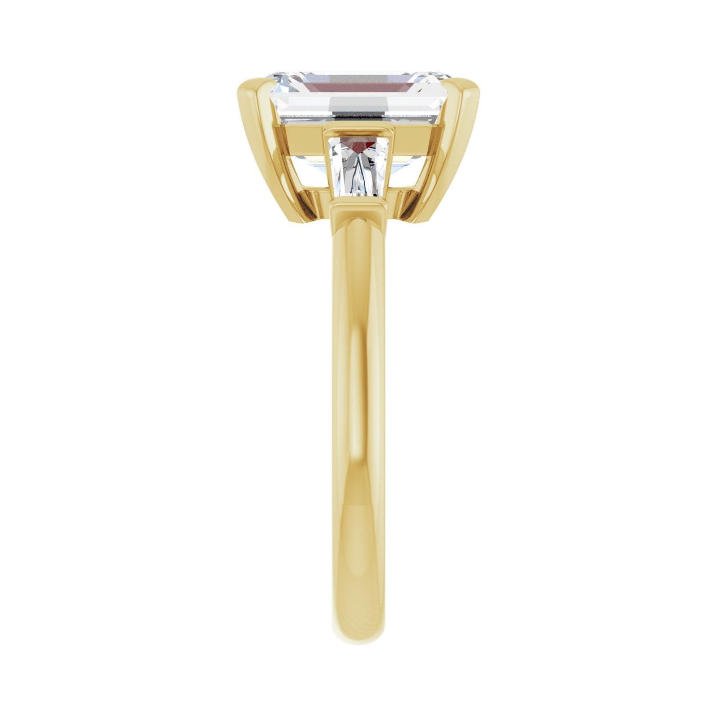 Emerald Three-Stone Engagement Ring | Metal Type=14K Yellow Gold | Center Stone Size=3 CT | Image 4